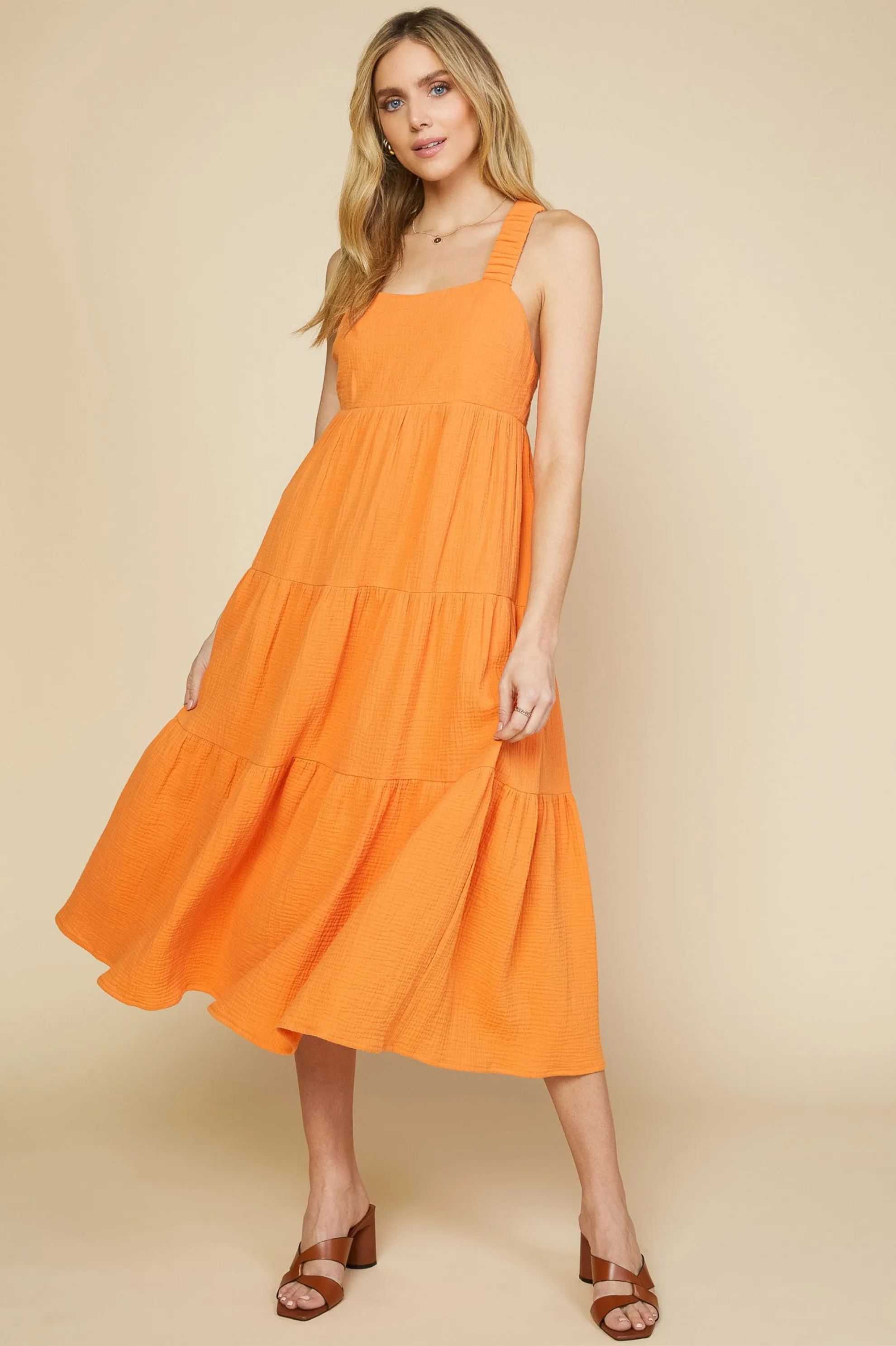 Cross Back Tiered Maxi Dress