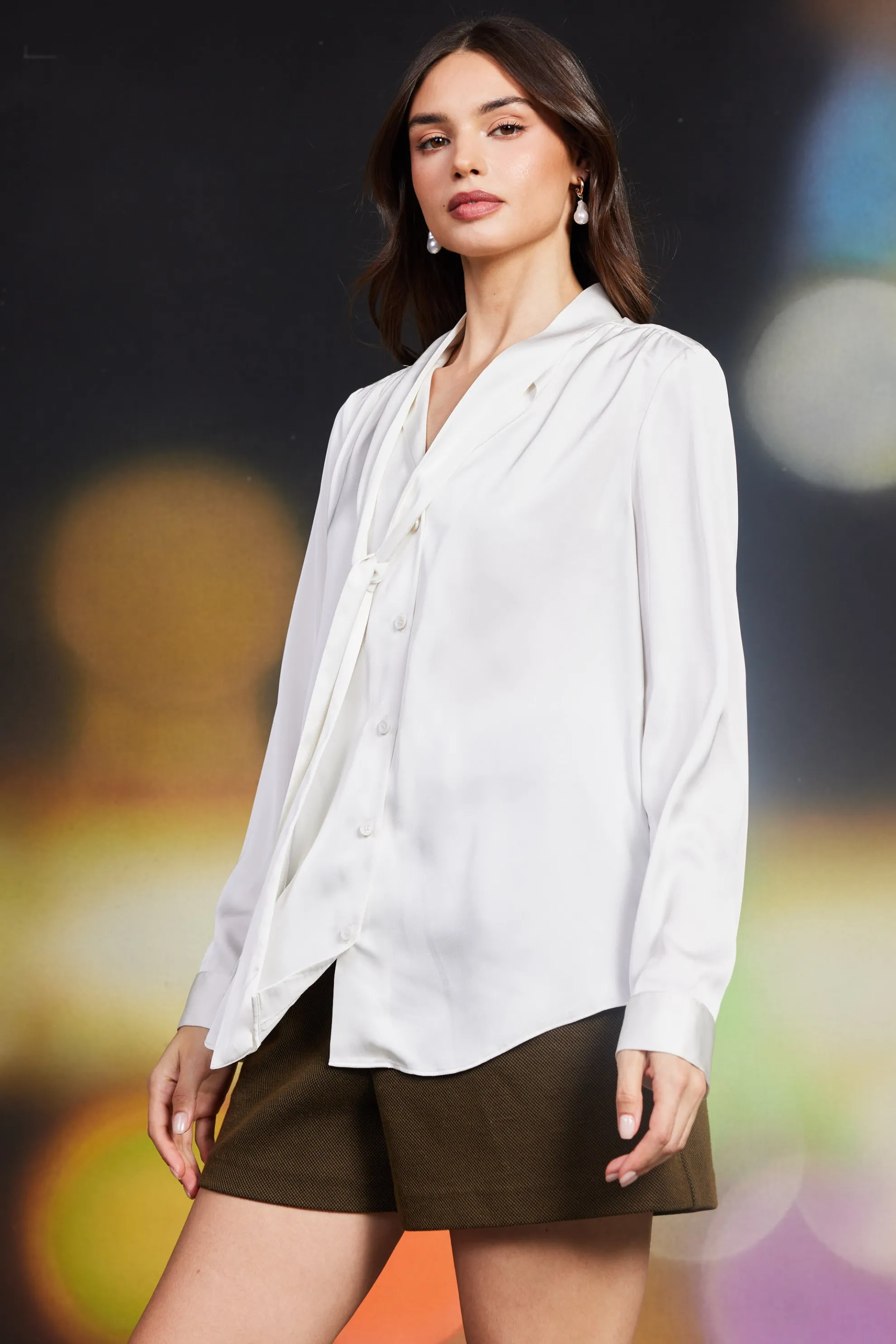 Recycled Tie Detail Blouse