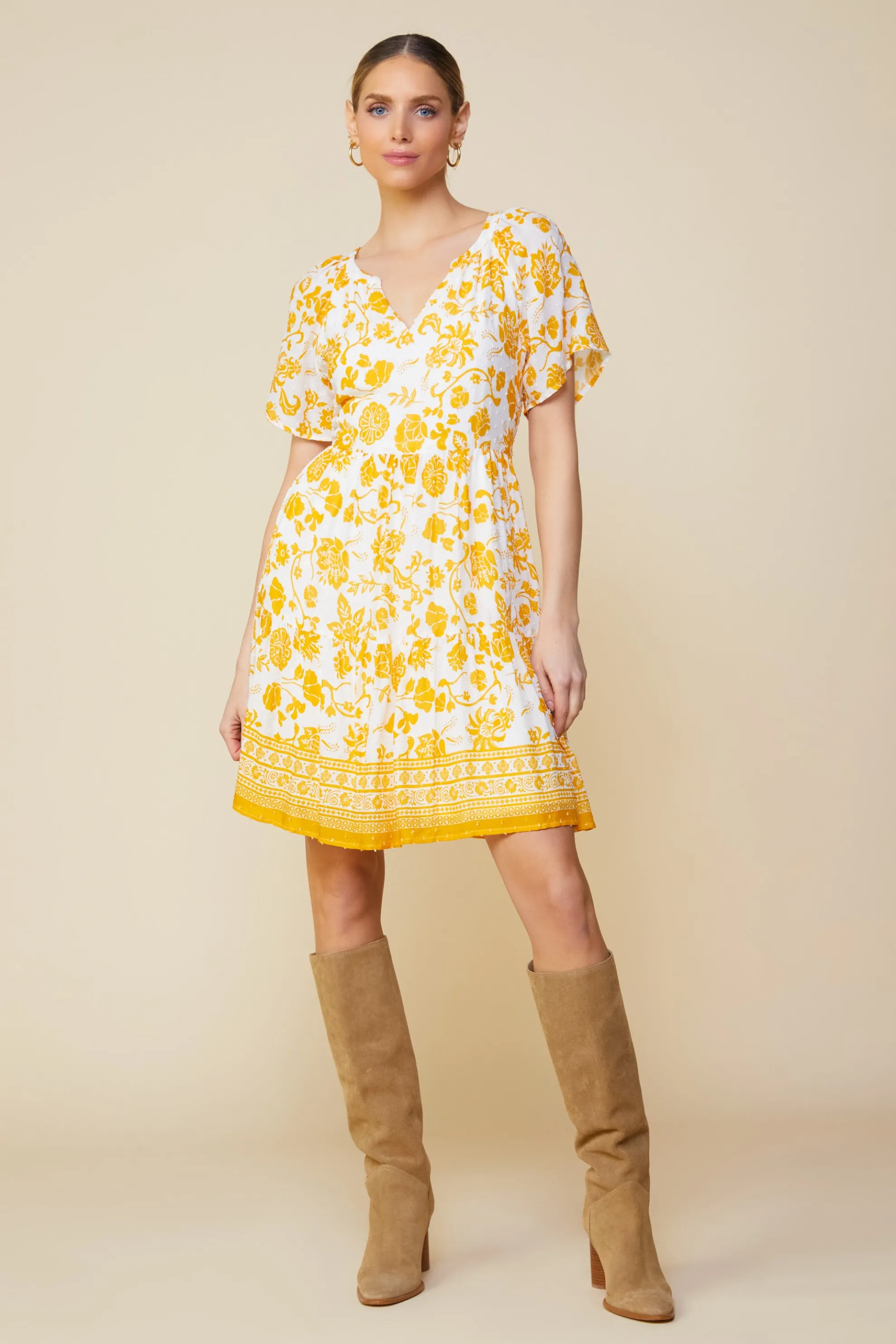 Border Print Mini Dress