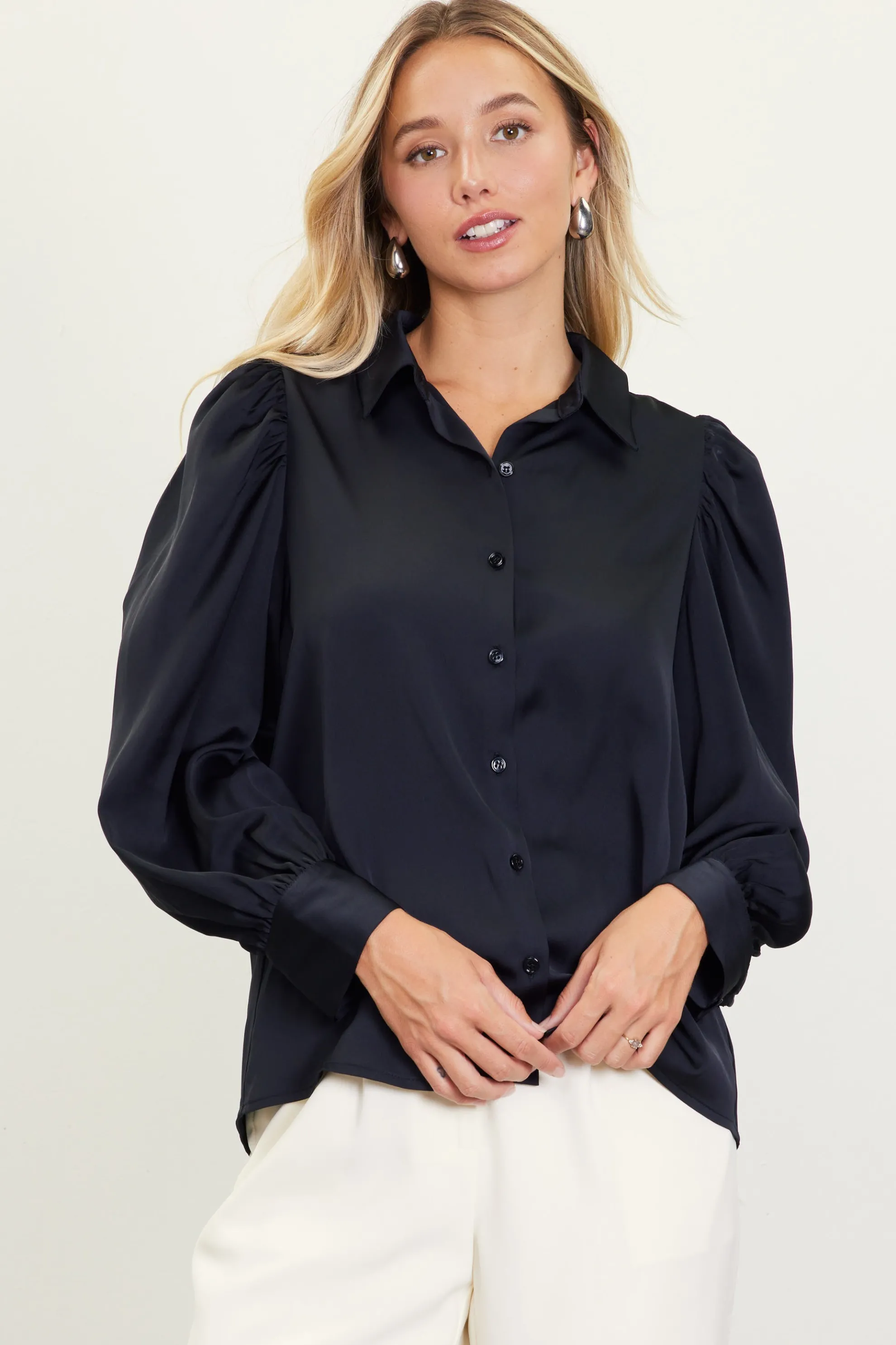 Recycled Button-Up Blouse