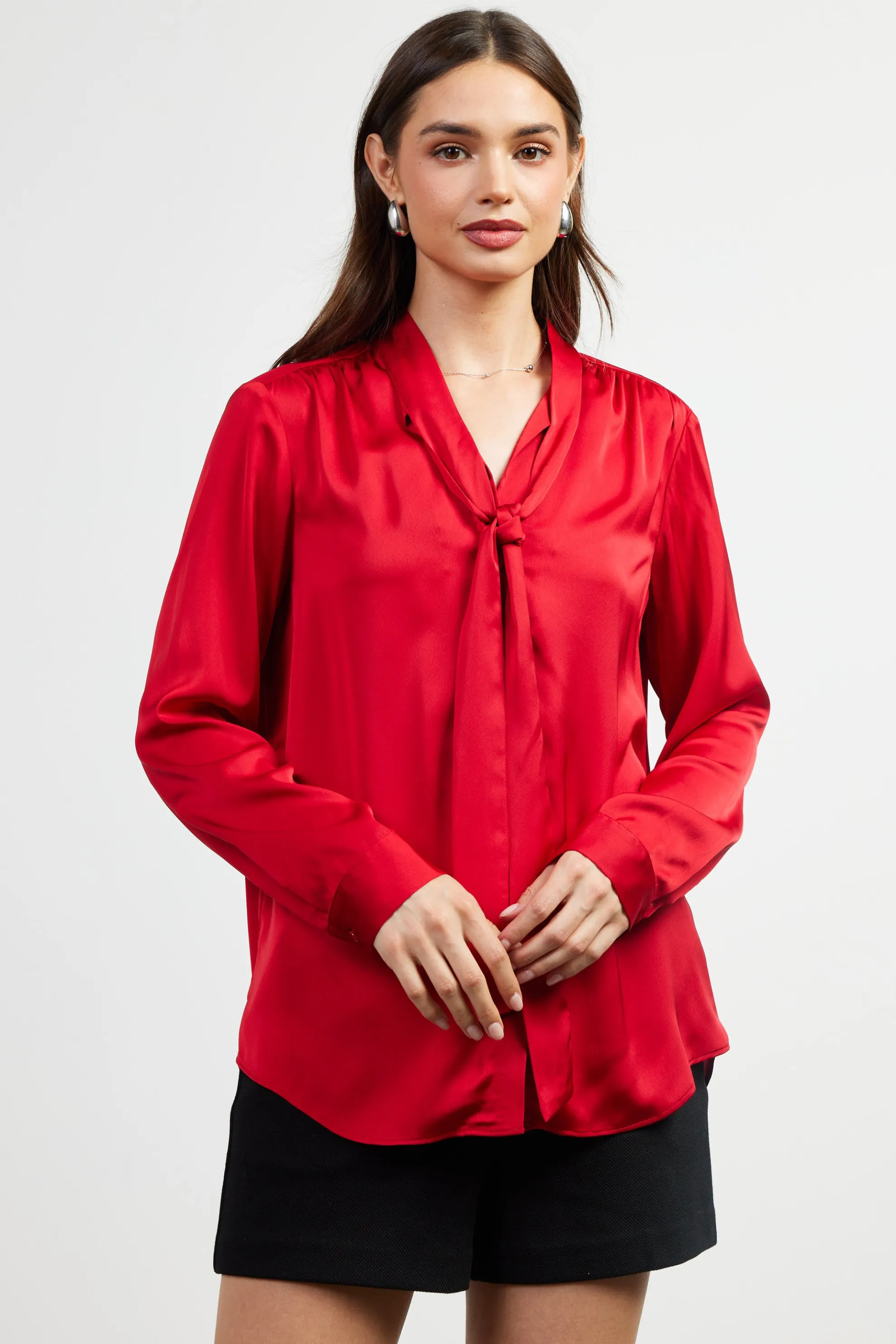 Recycled Tie Detail Blouse