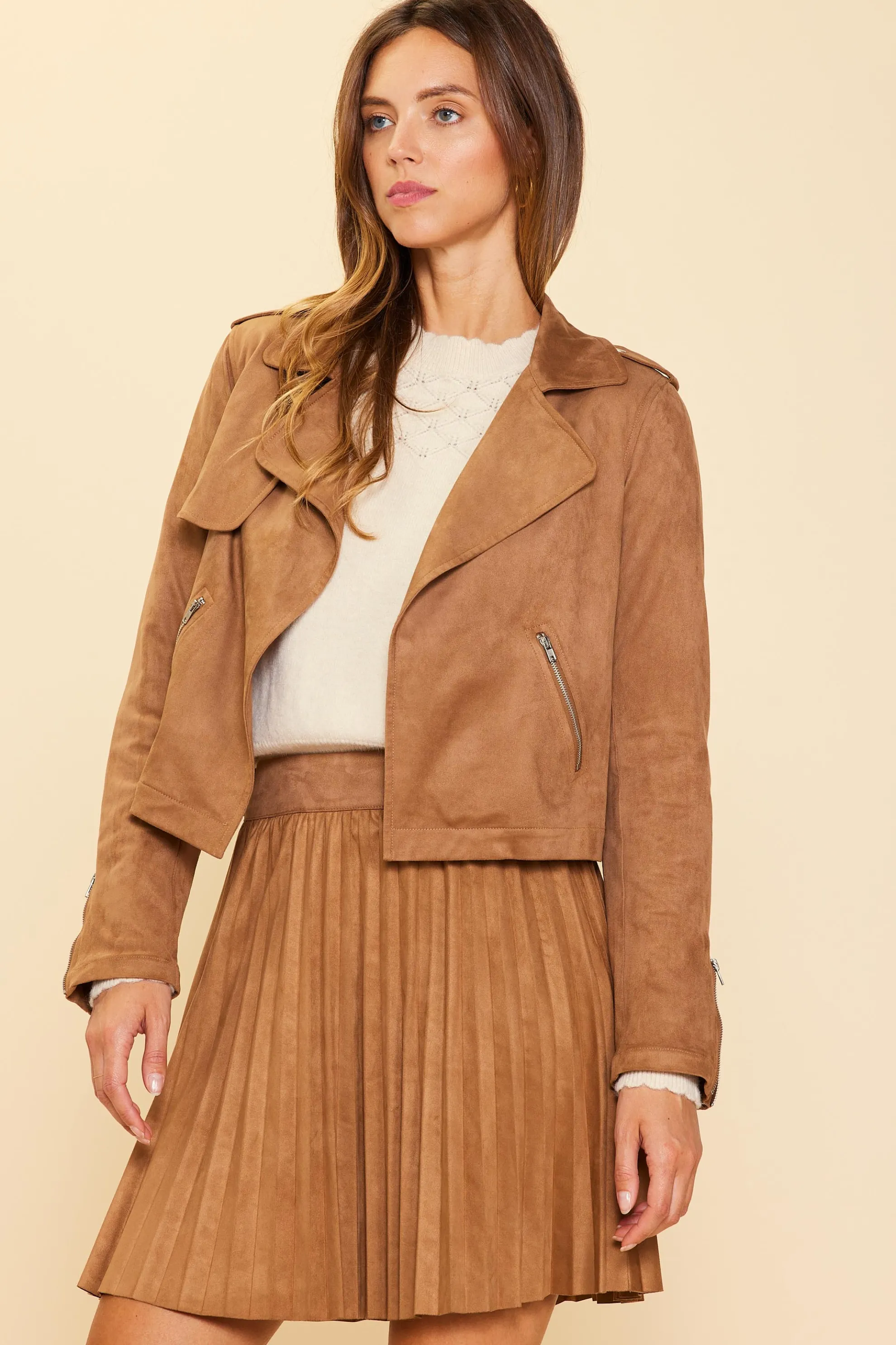 Faux Suede Moto Jacket