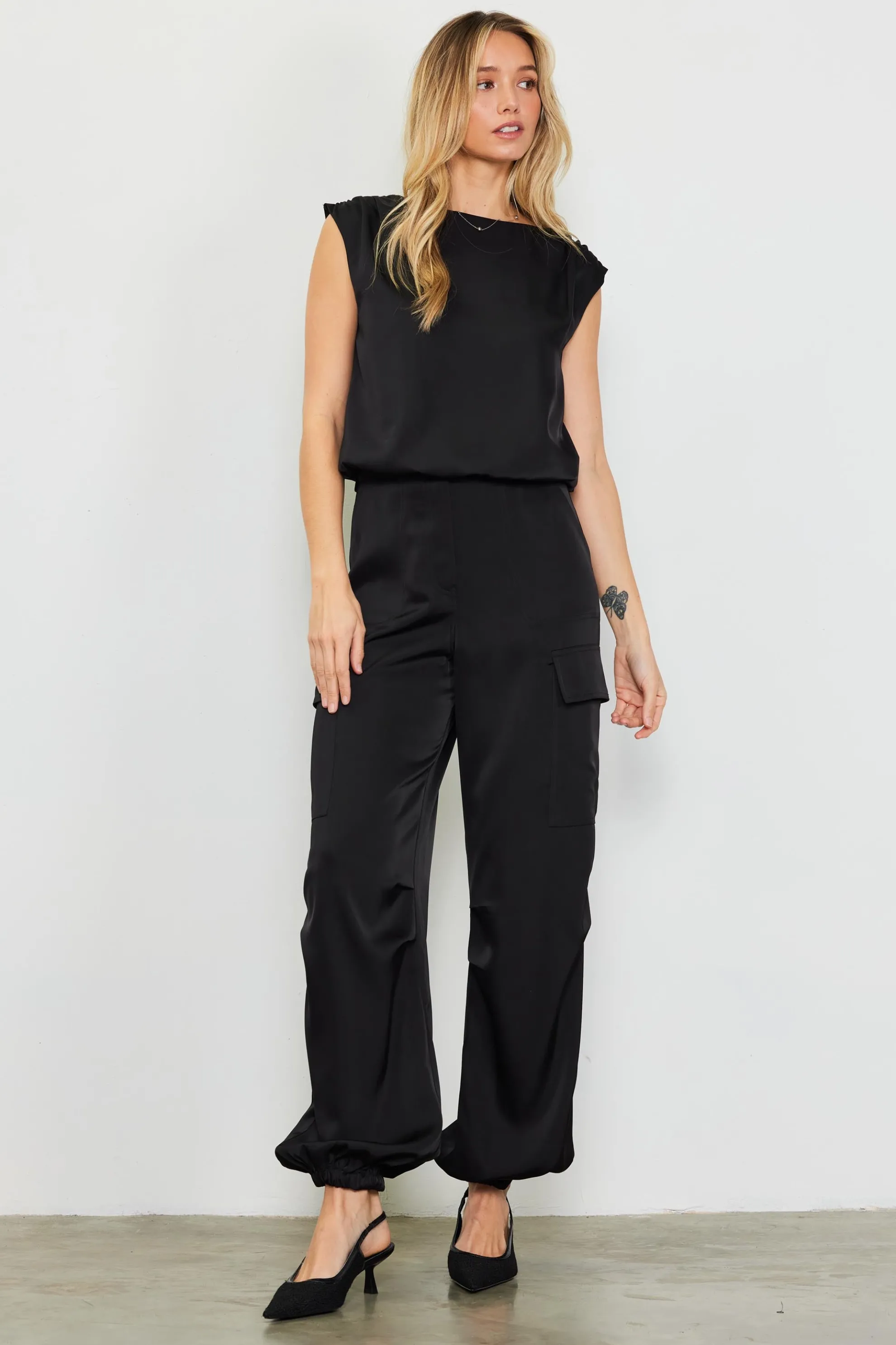 Satin Cargo Pants