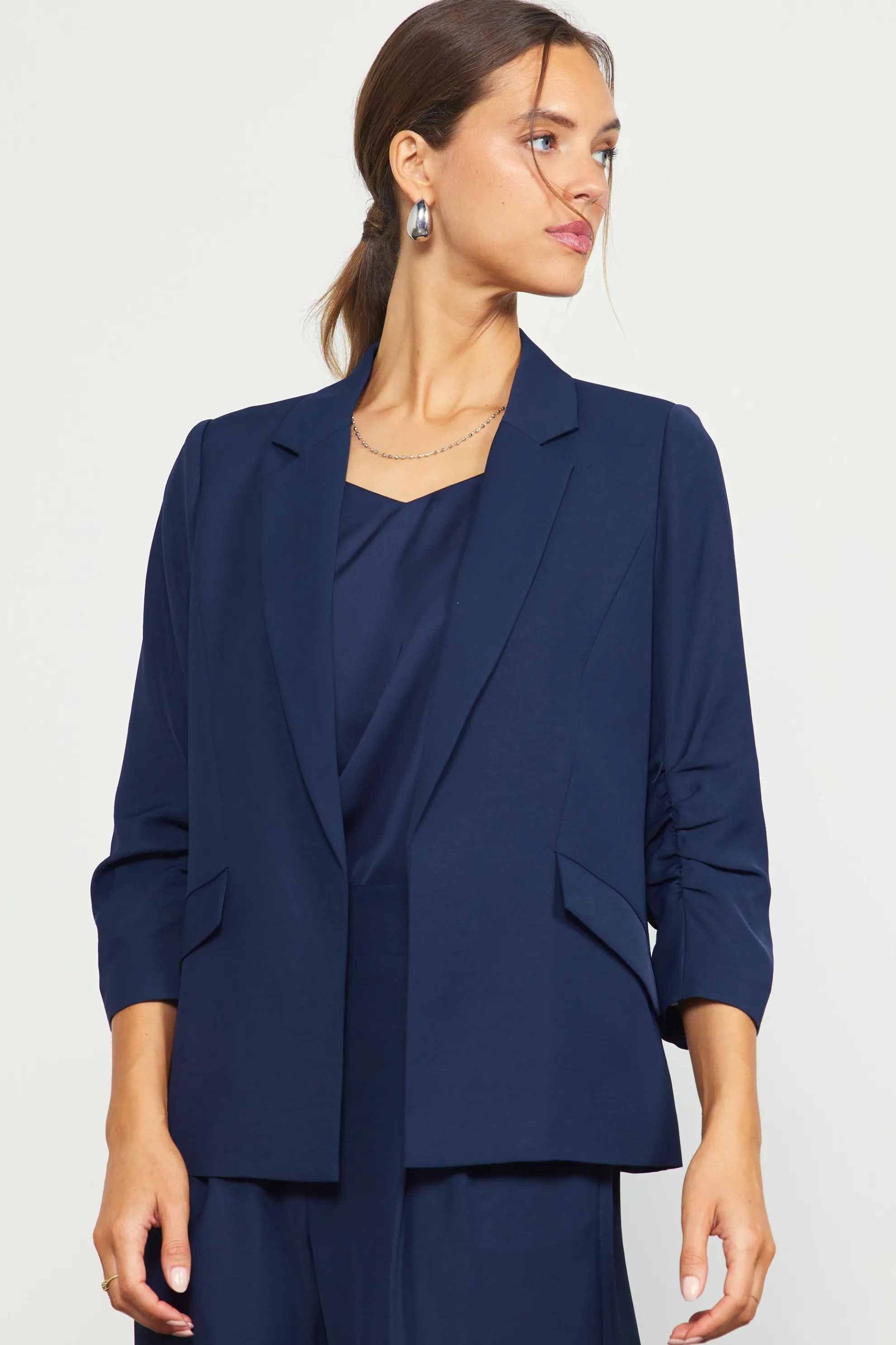 Recycled Shirred Sleeve Blazer