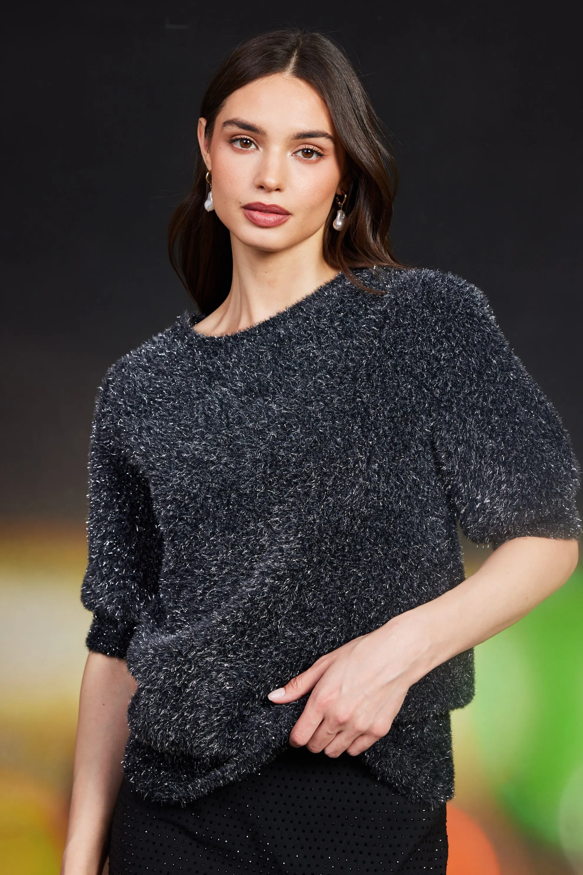 Lurex Fuzzy Sweater