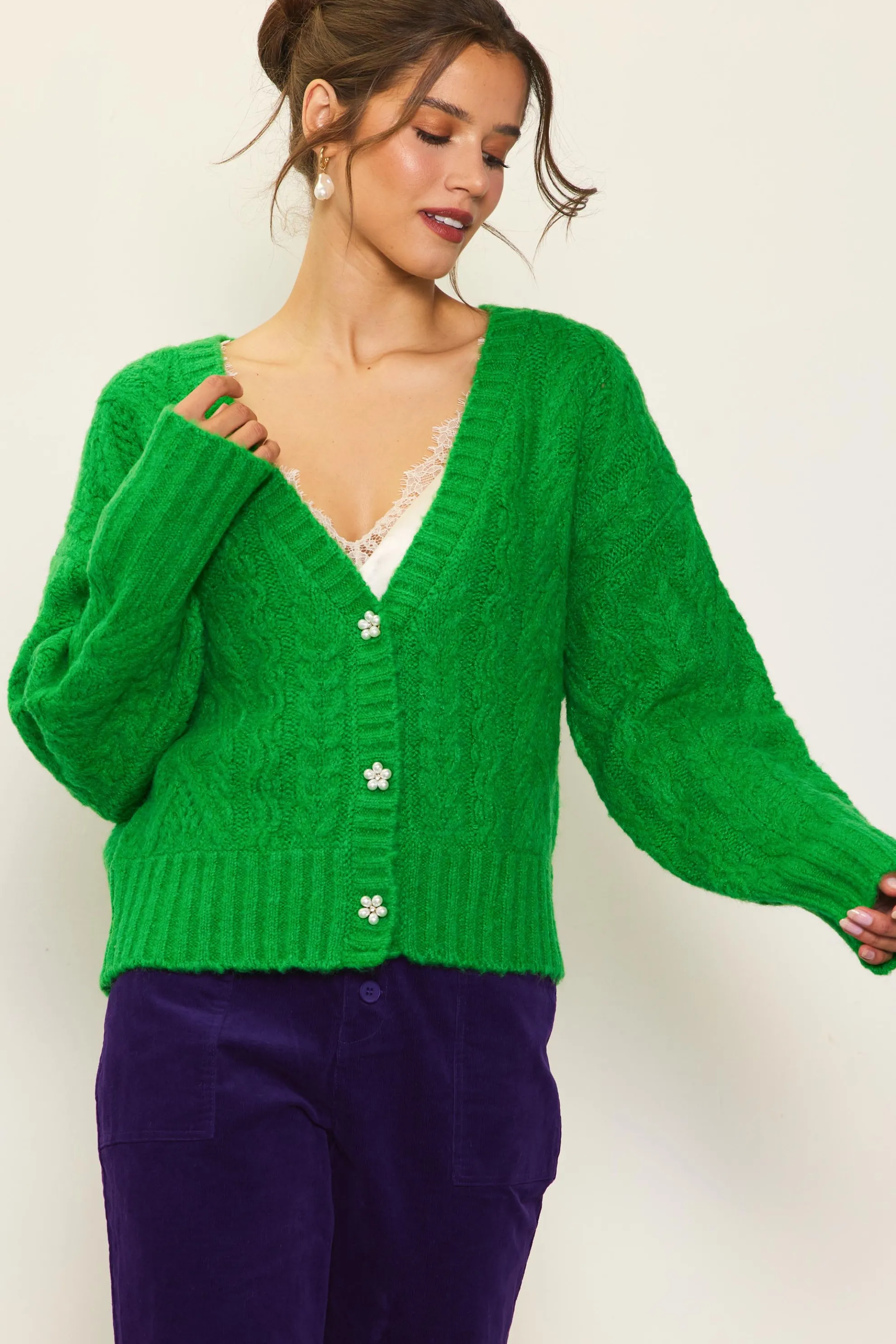 Jewel Button Detail Cardigan