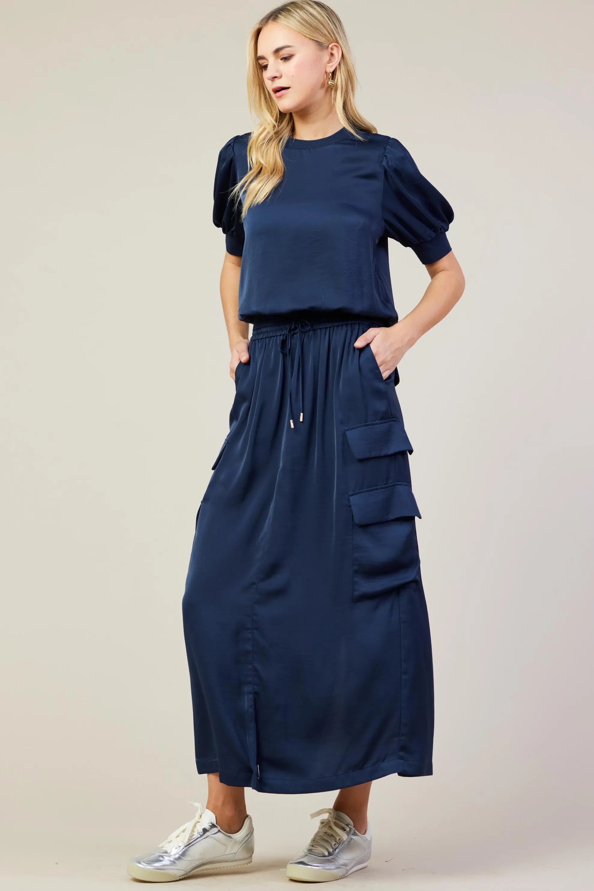 Utility Cargo Pocket Midi Skirt