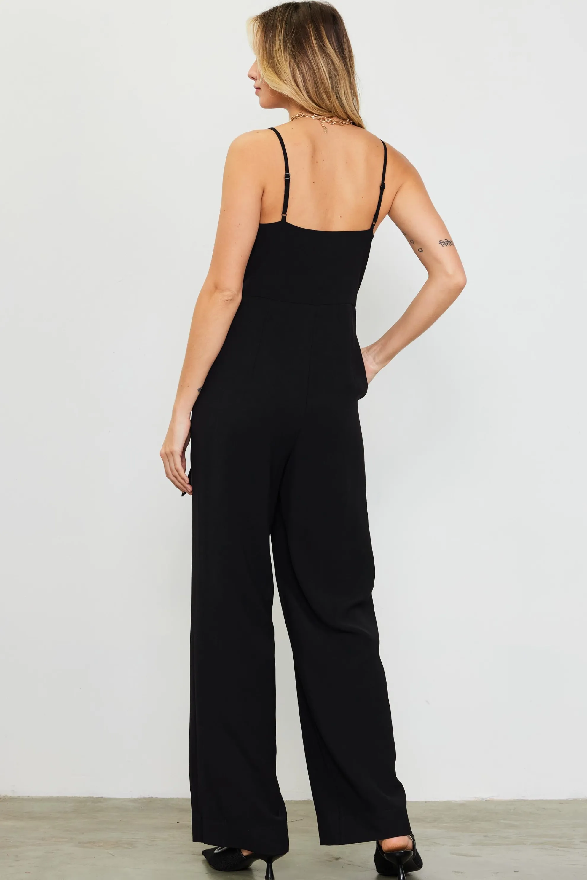 Waist Tie Detail Sleeveless Jumpsuit
