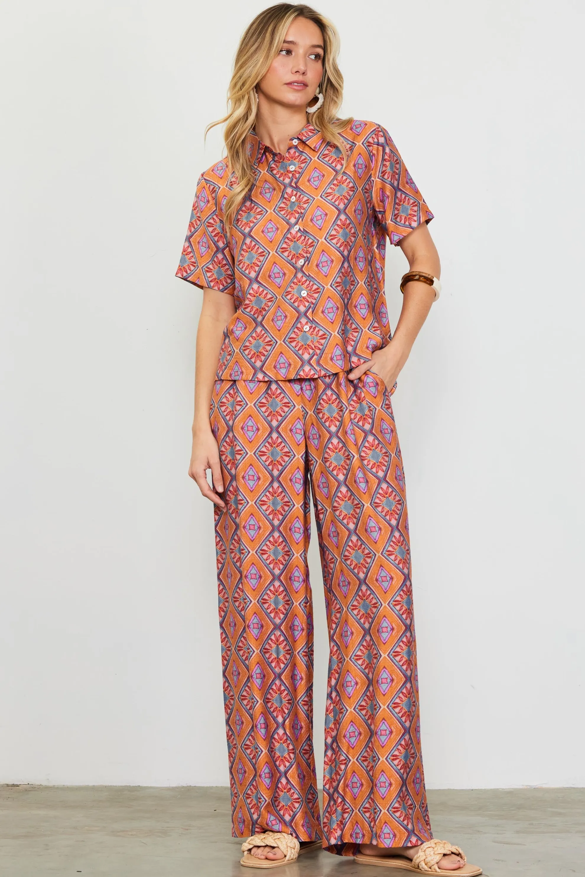 Aspen Print Short Sleeve Blouse