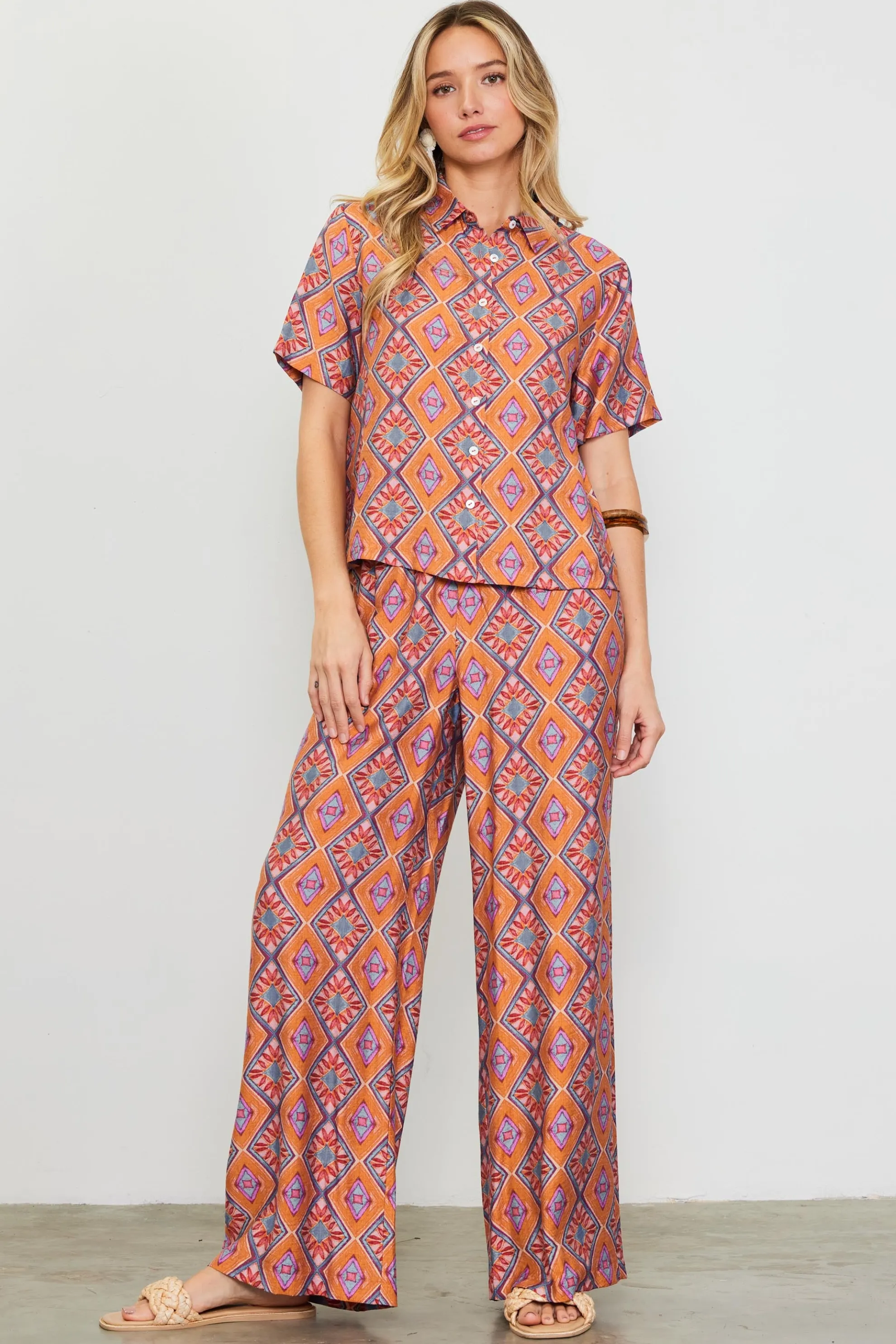 Aspen Print Short Sleeve Blouse