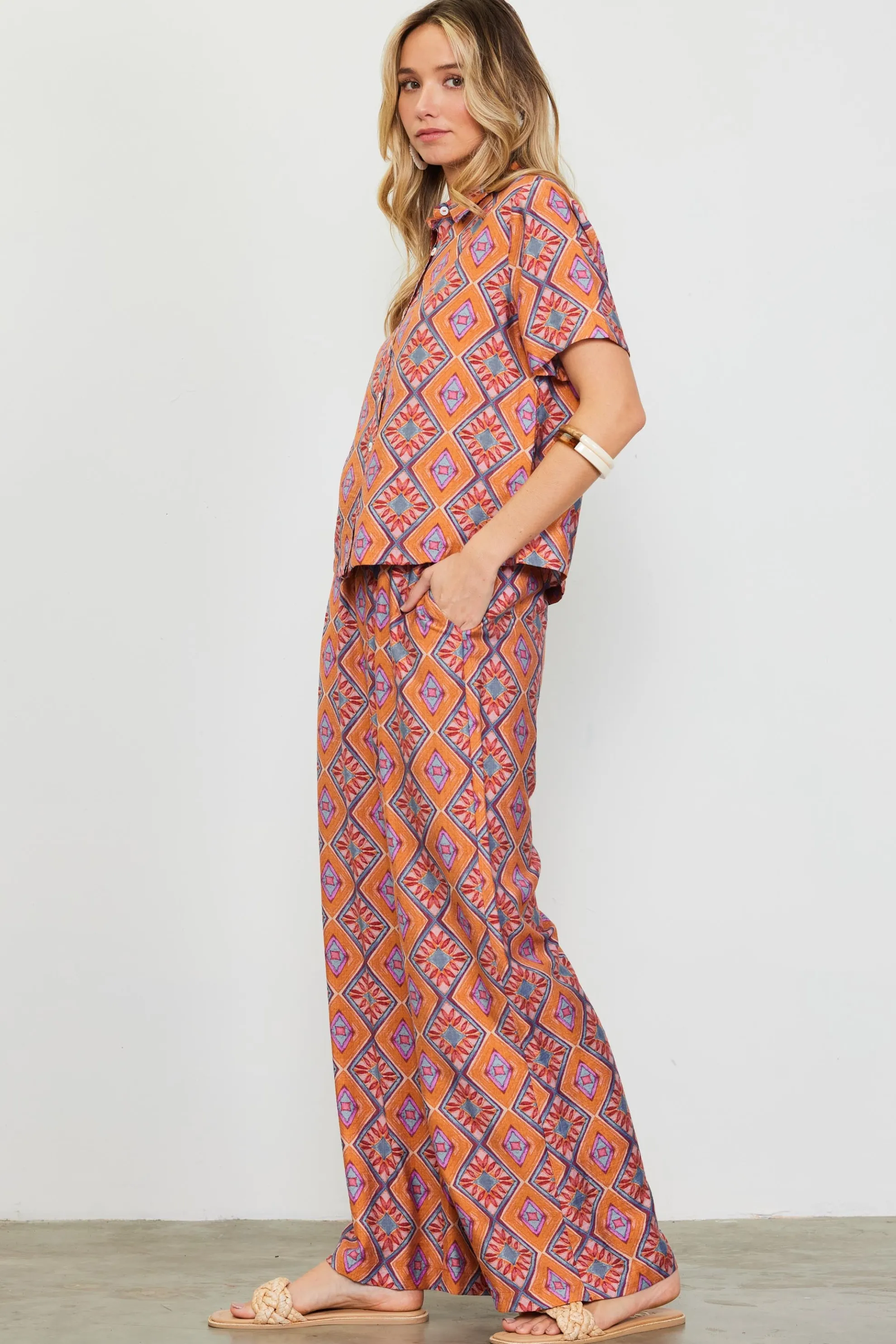 Aspen Print Short Sleeve Blouse