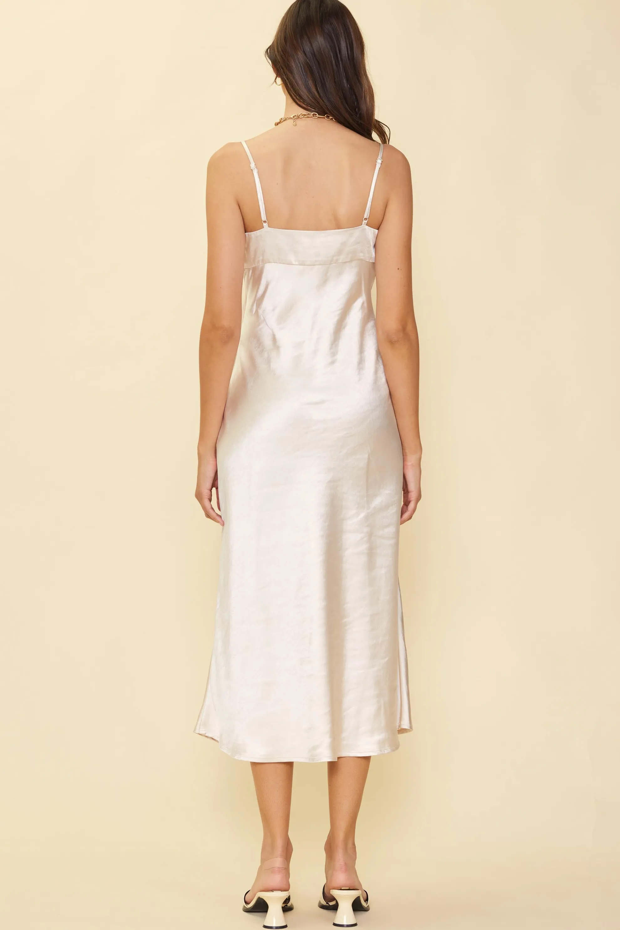 Satin Tie Front Slip Dress