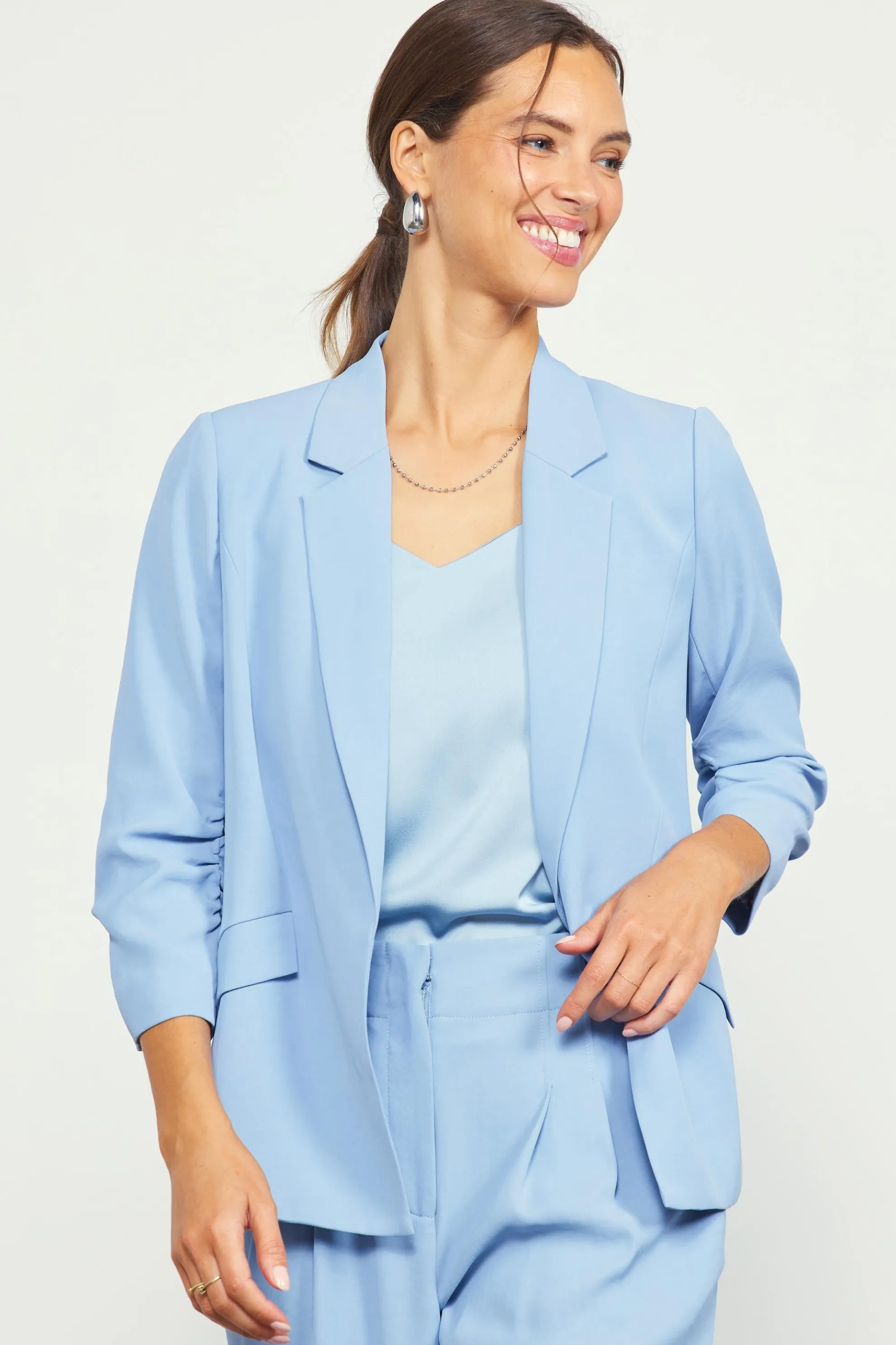 Recycled Shirred Sleeve Blazer