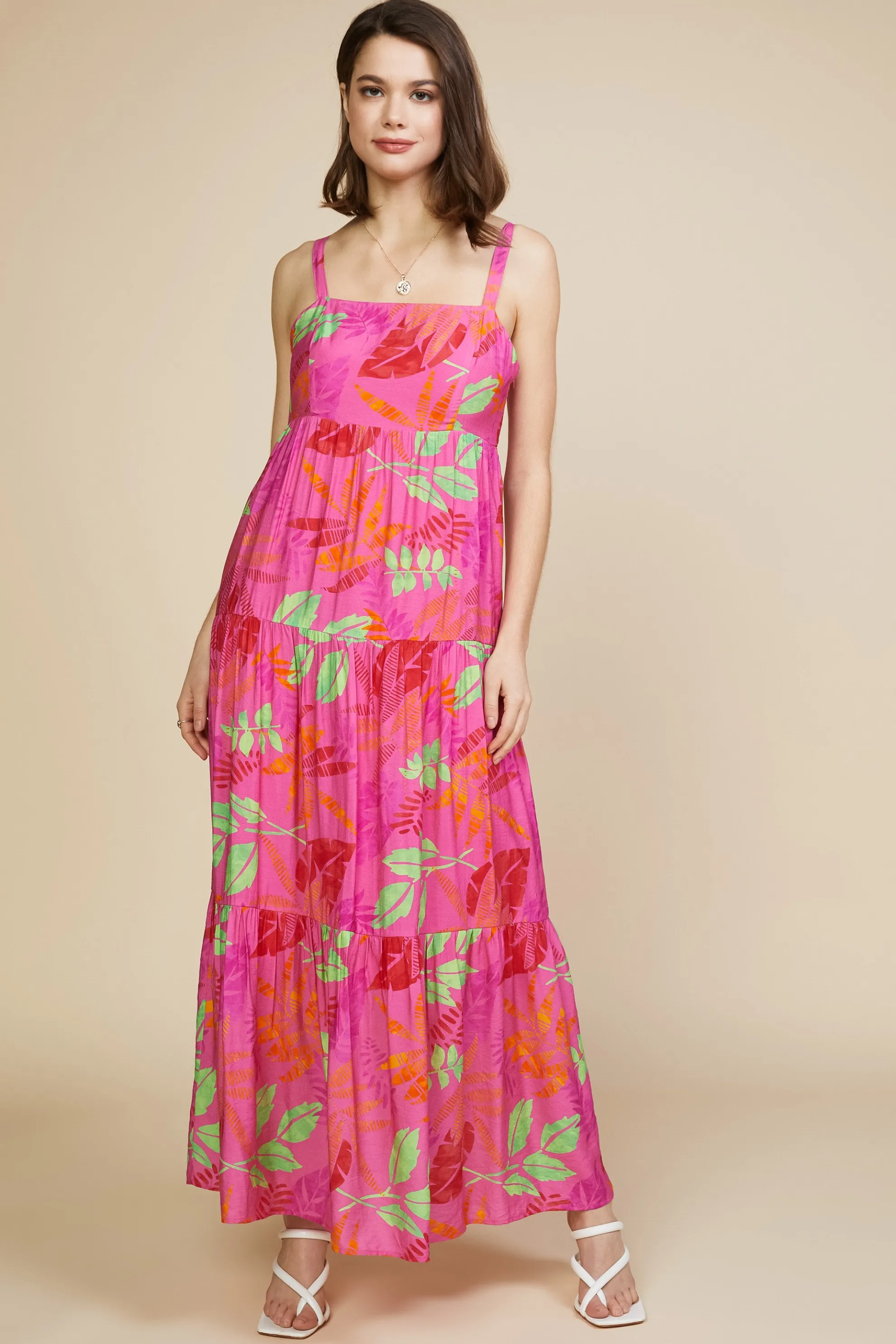 Tropical Print Maxi Dress