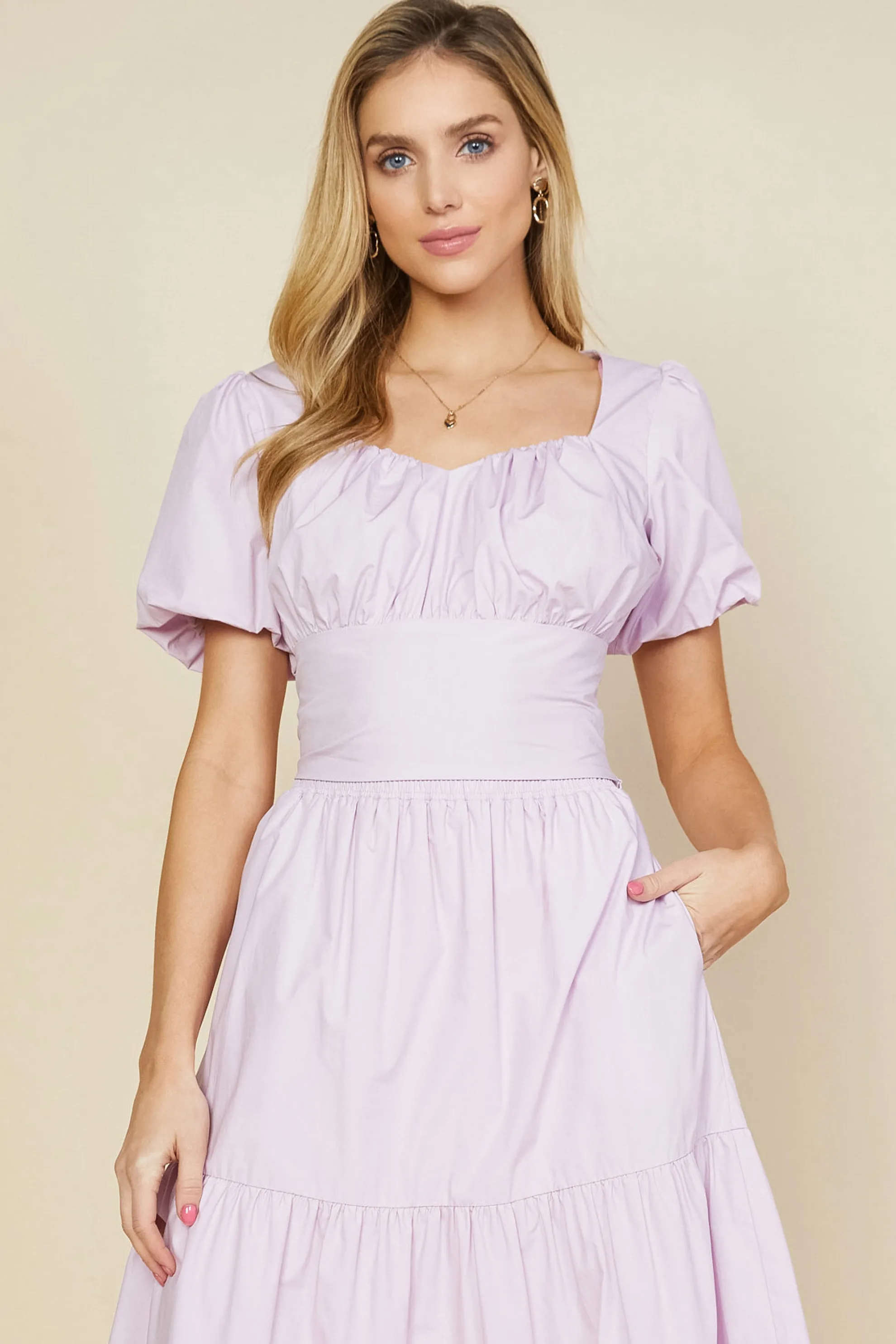 Poplin Bubble Sleeve Crop Top