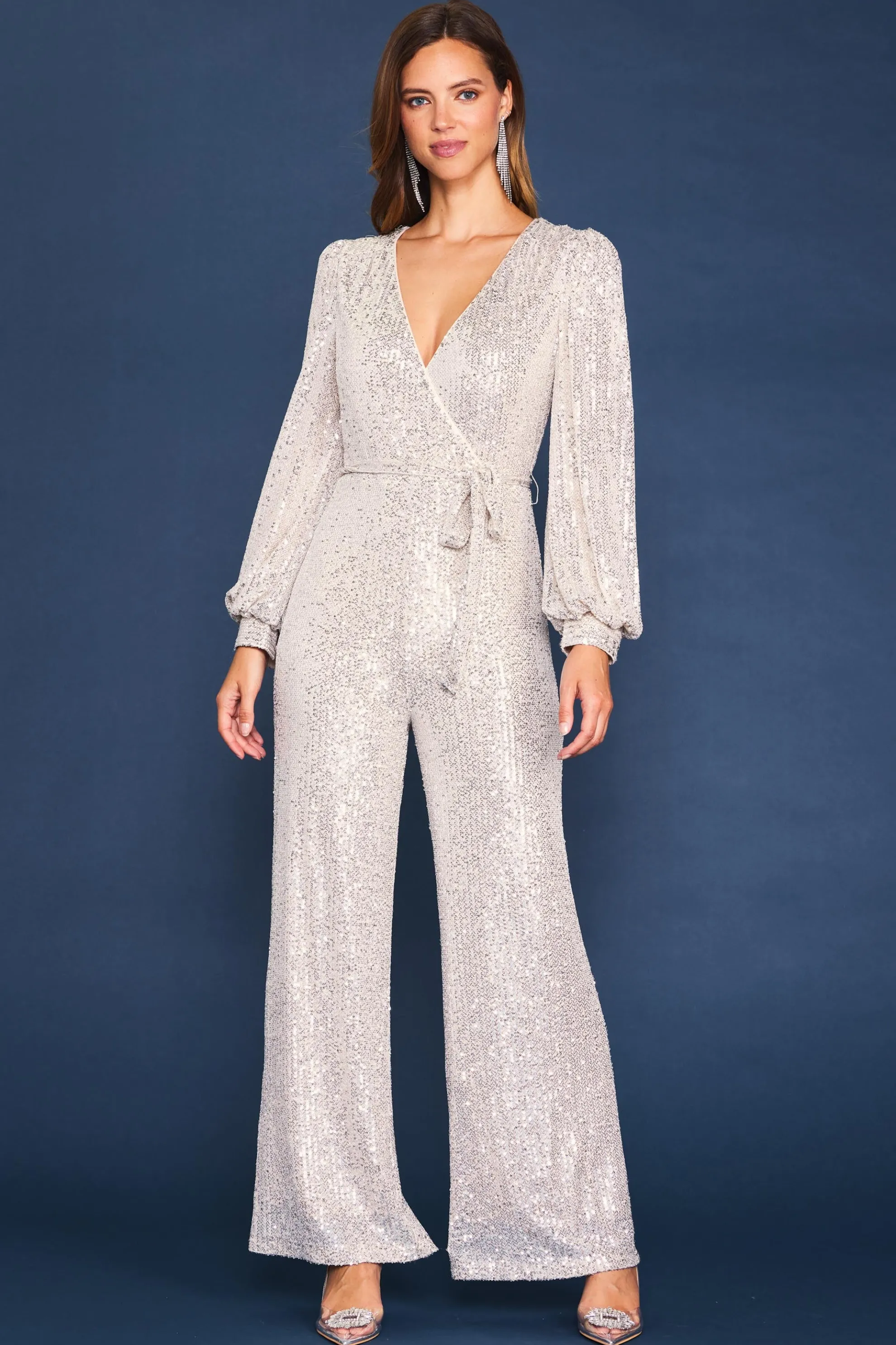 Sequin Wrap Jumpsuit