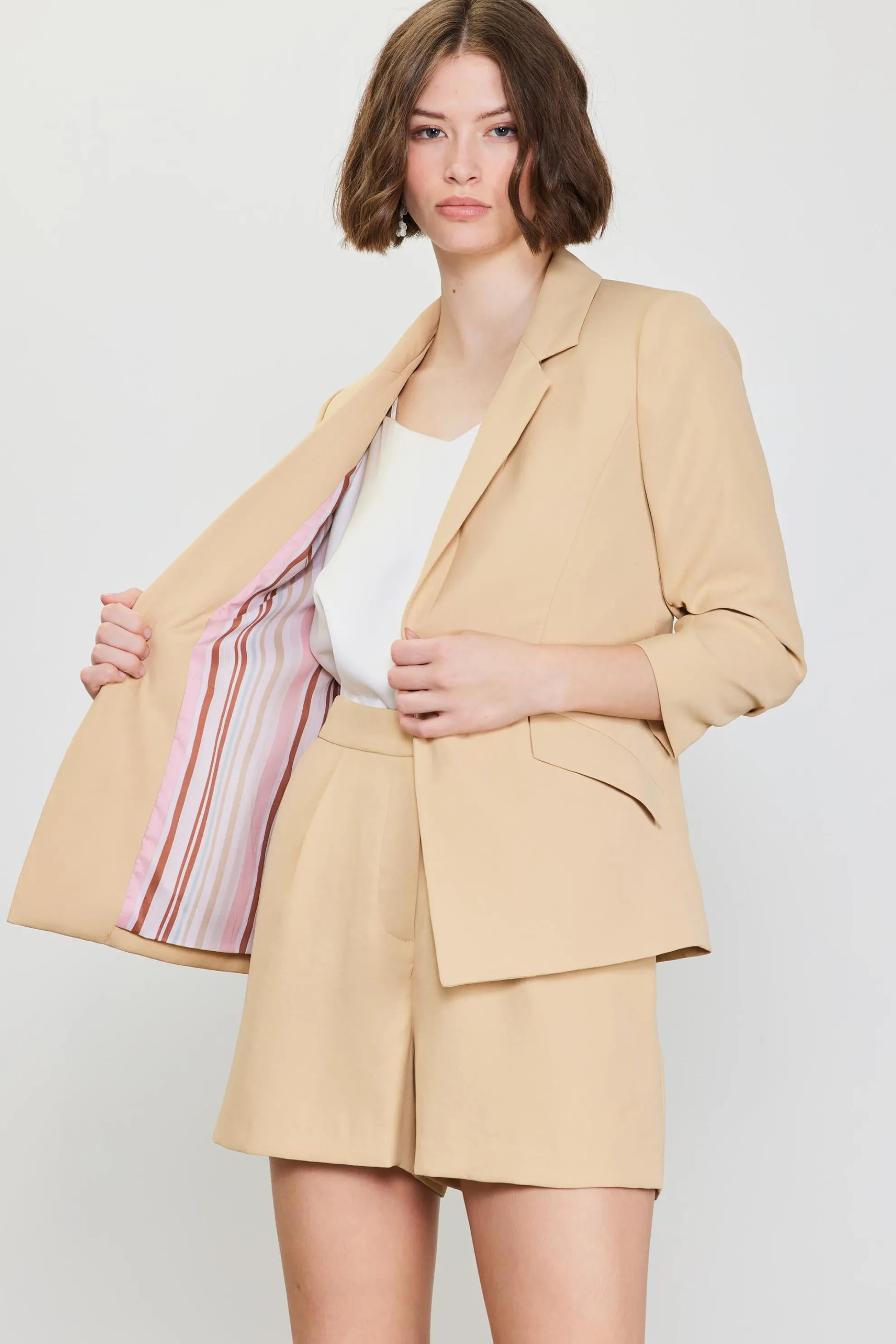 Recycled Shirred Sleeve Blazer