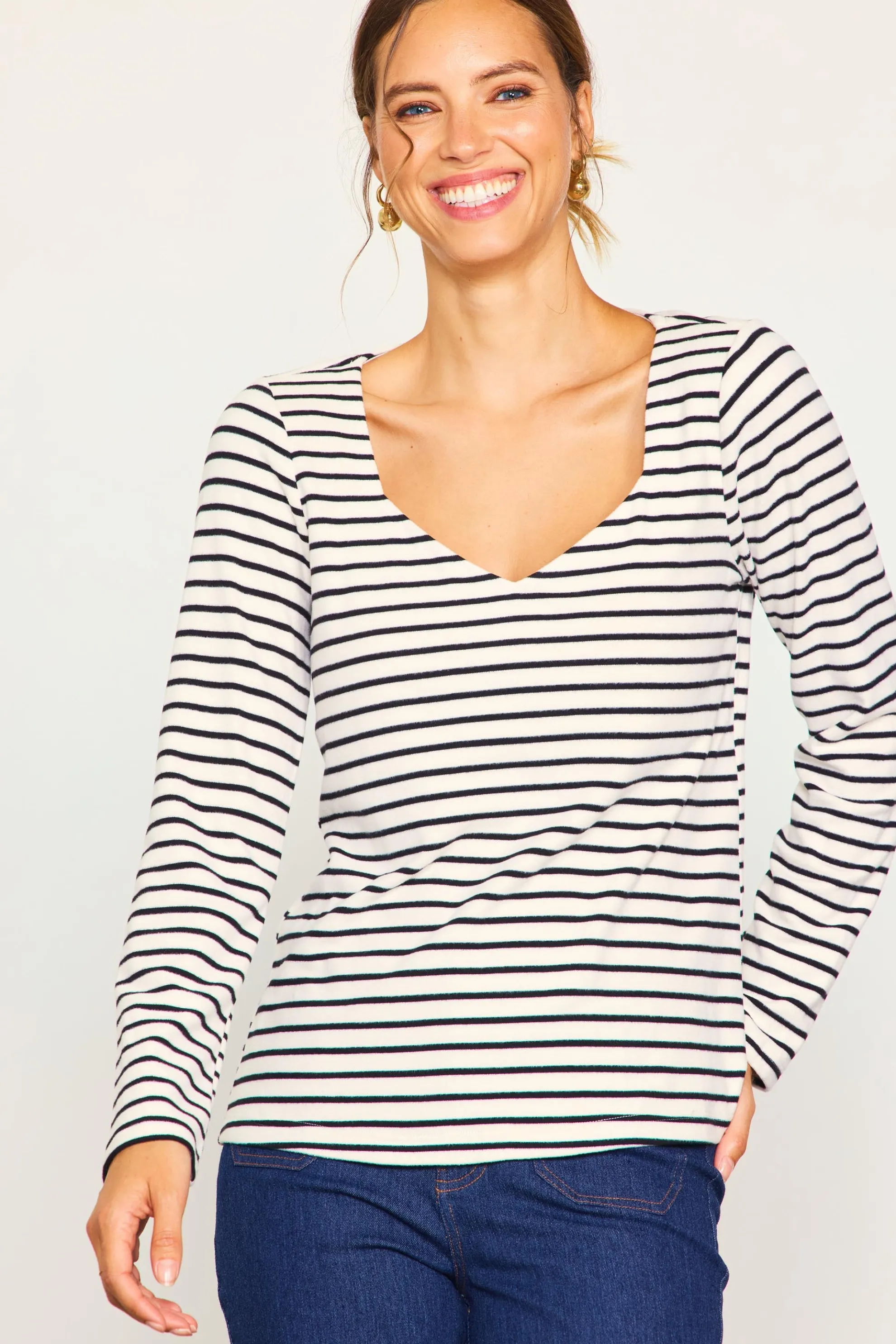 Knit Striped Longsleeve Top