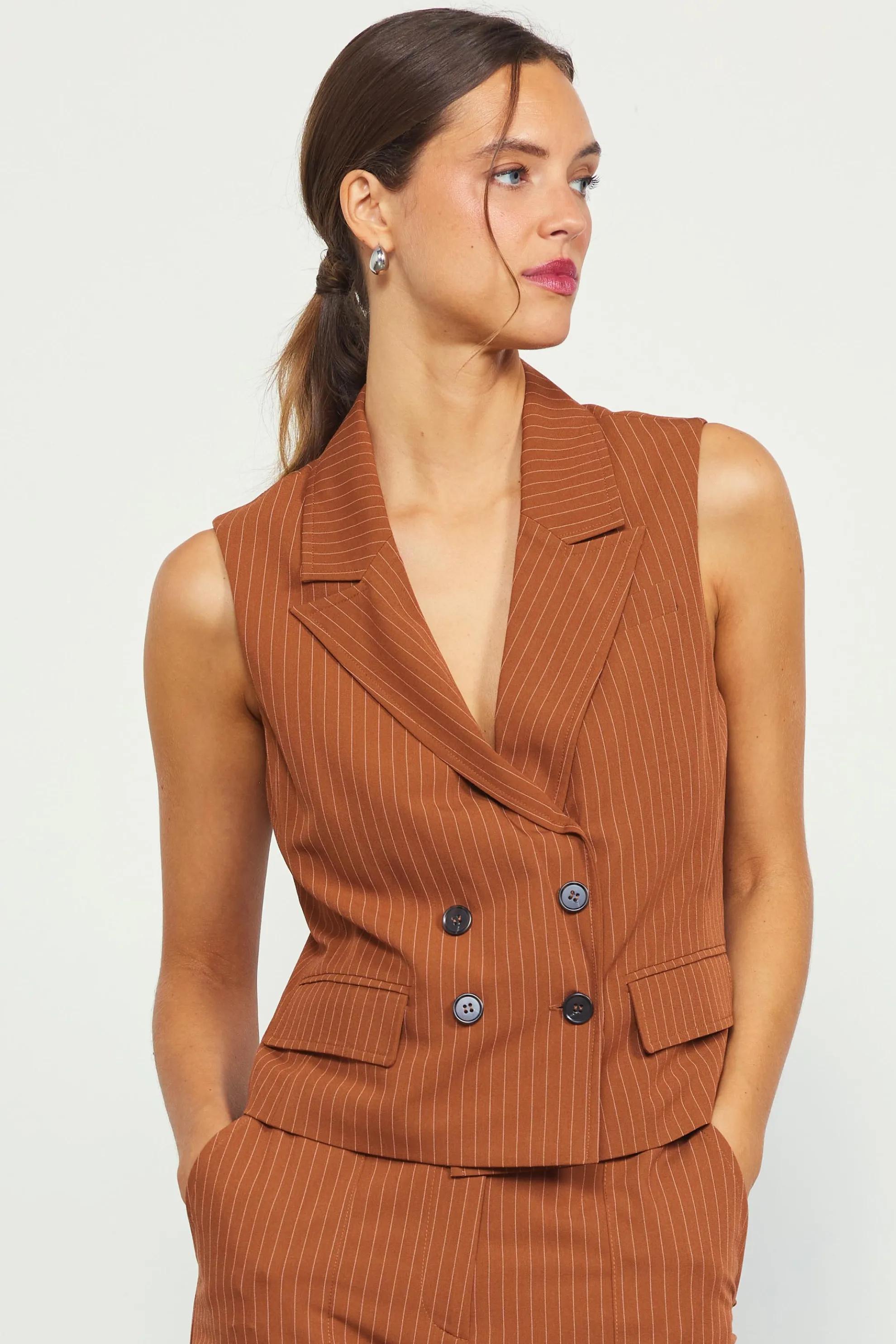 Pinstriped Double Breasted Vest