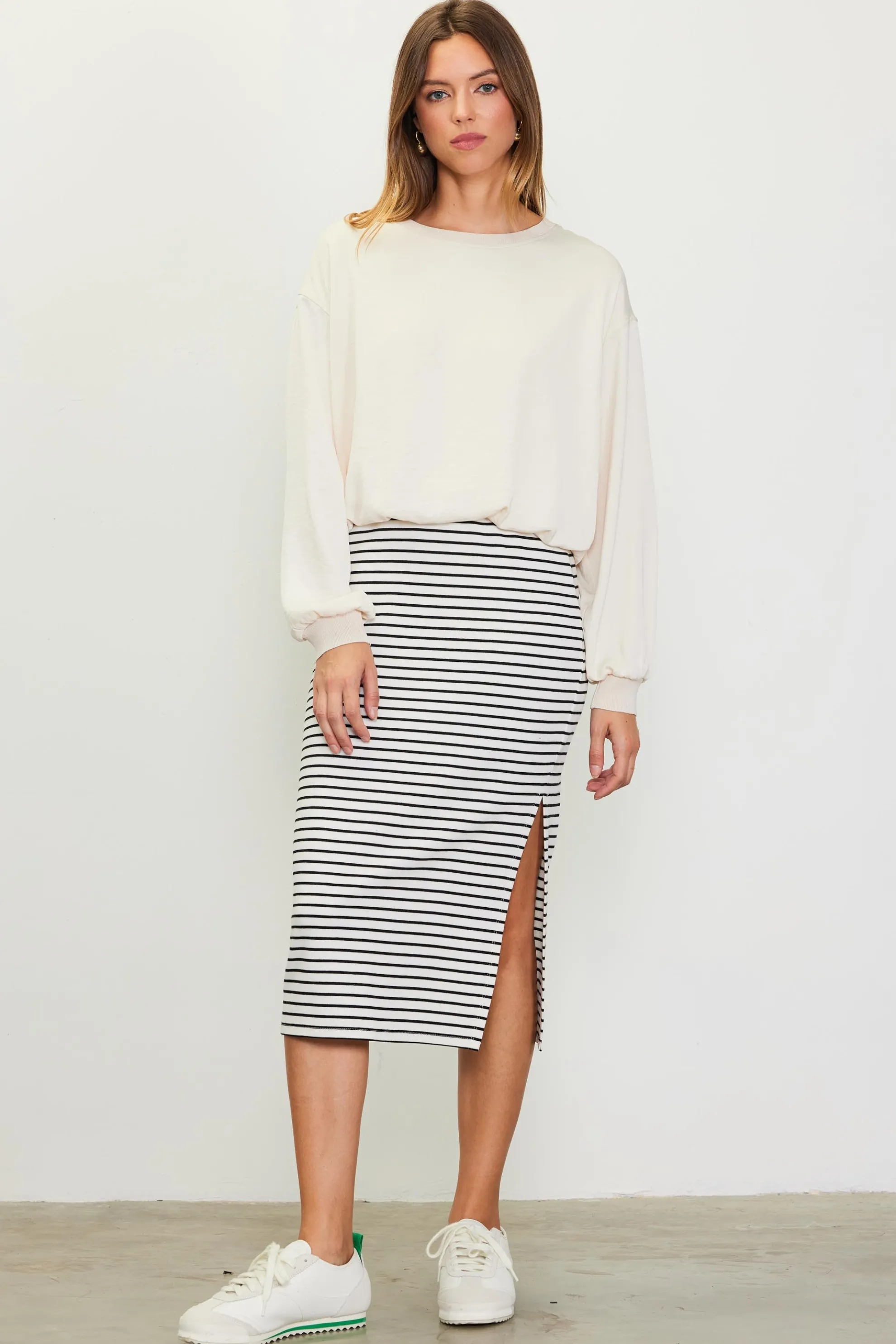 Striped Midi Skirt