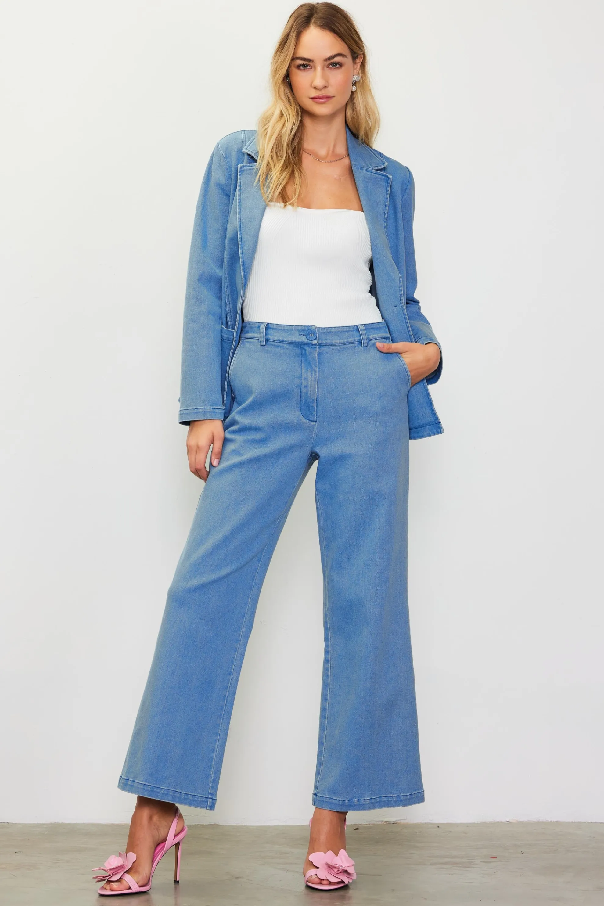 Washed Denim Trousers