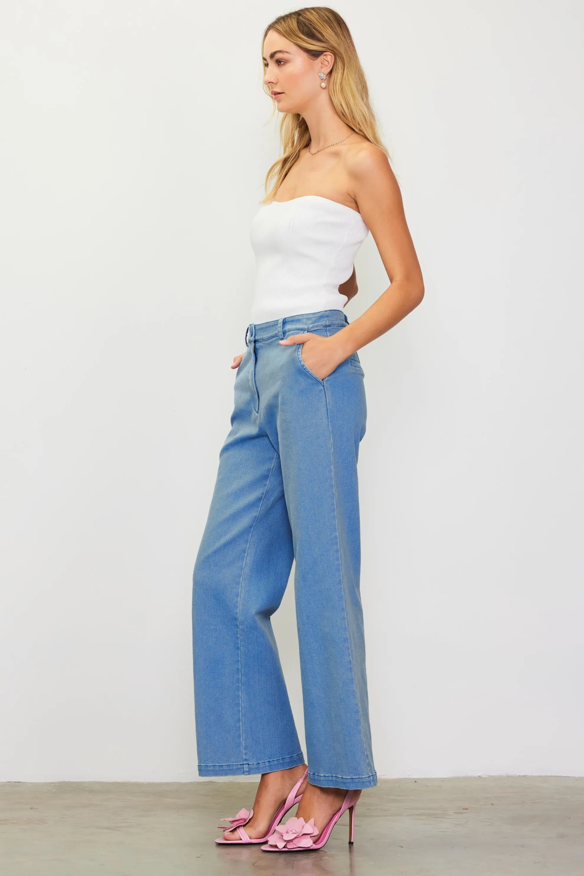Washed Denim Trousers