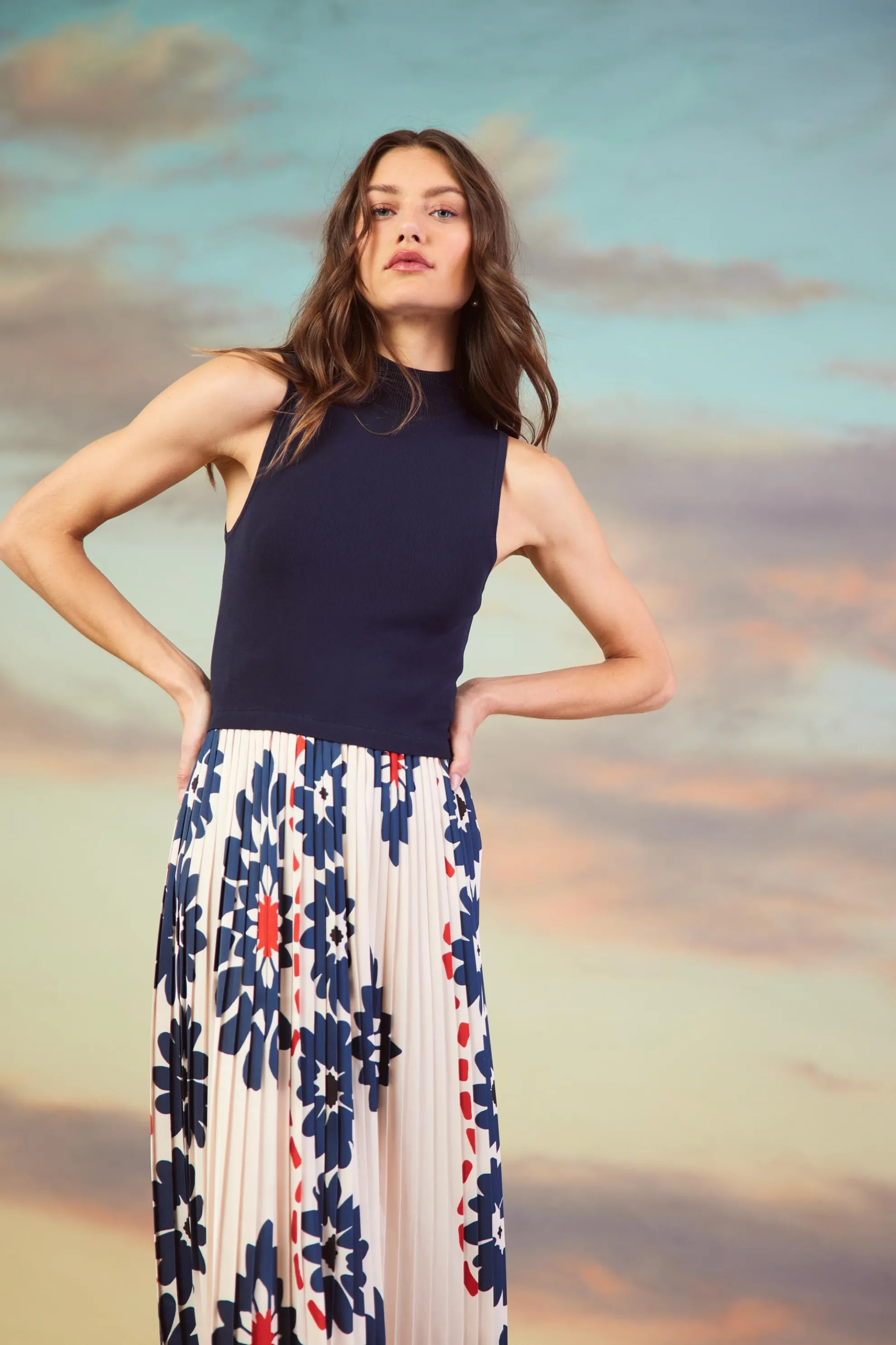 Floral Print Mixed Media Dress