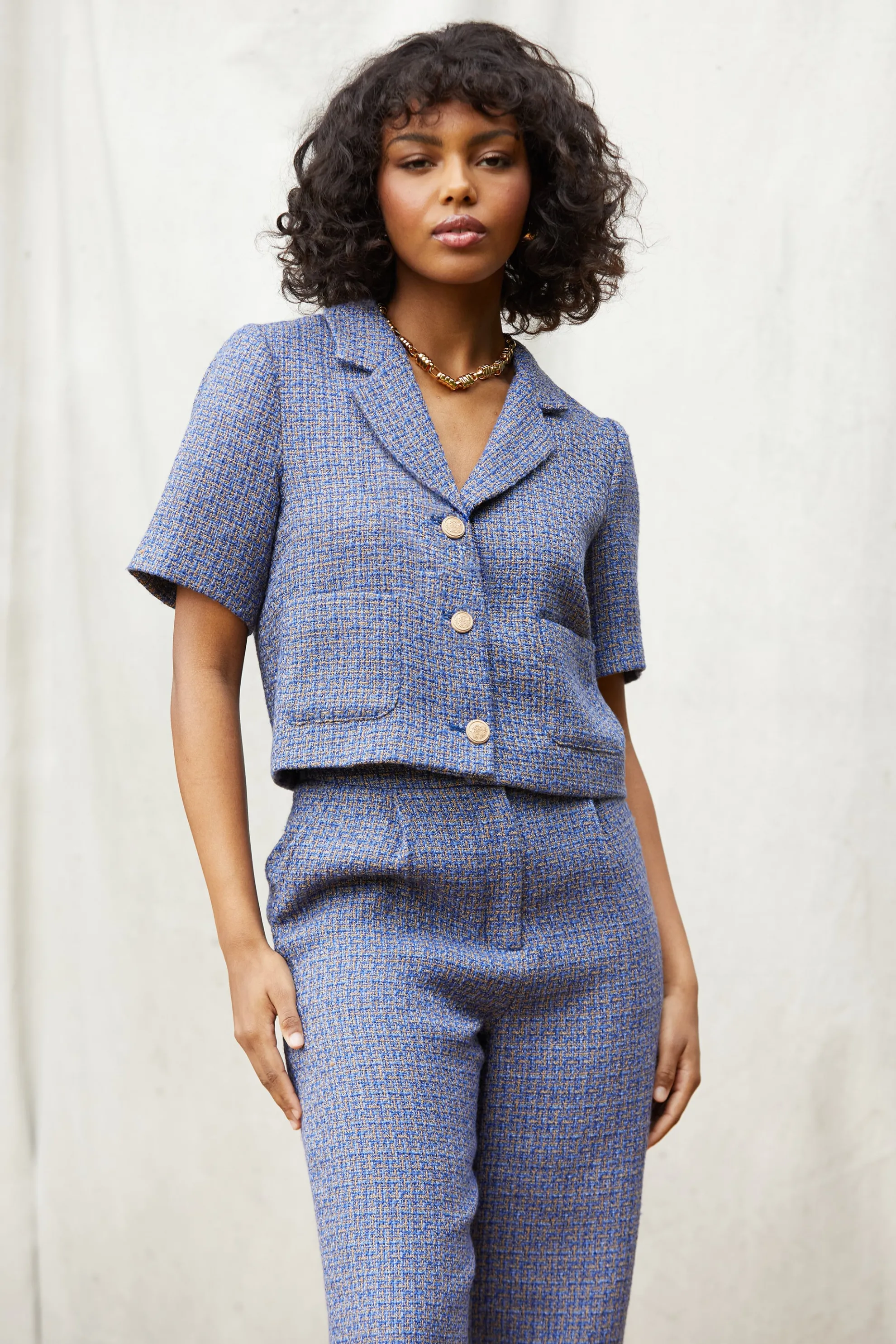 Tailored Tweed Cropped Blazer