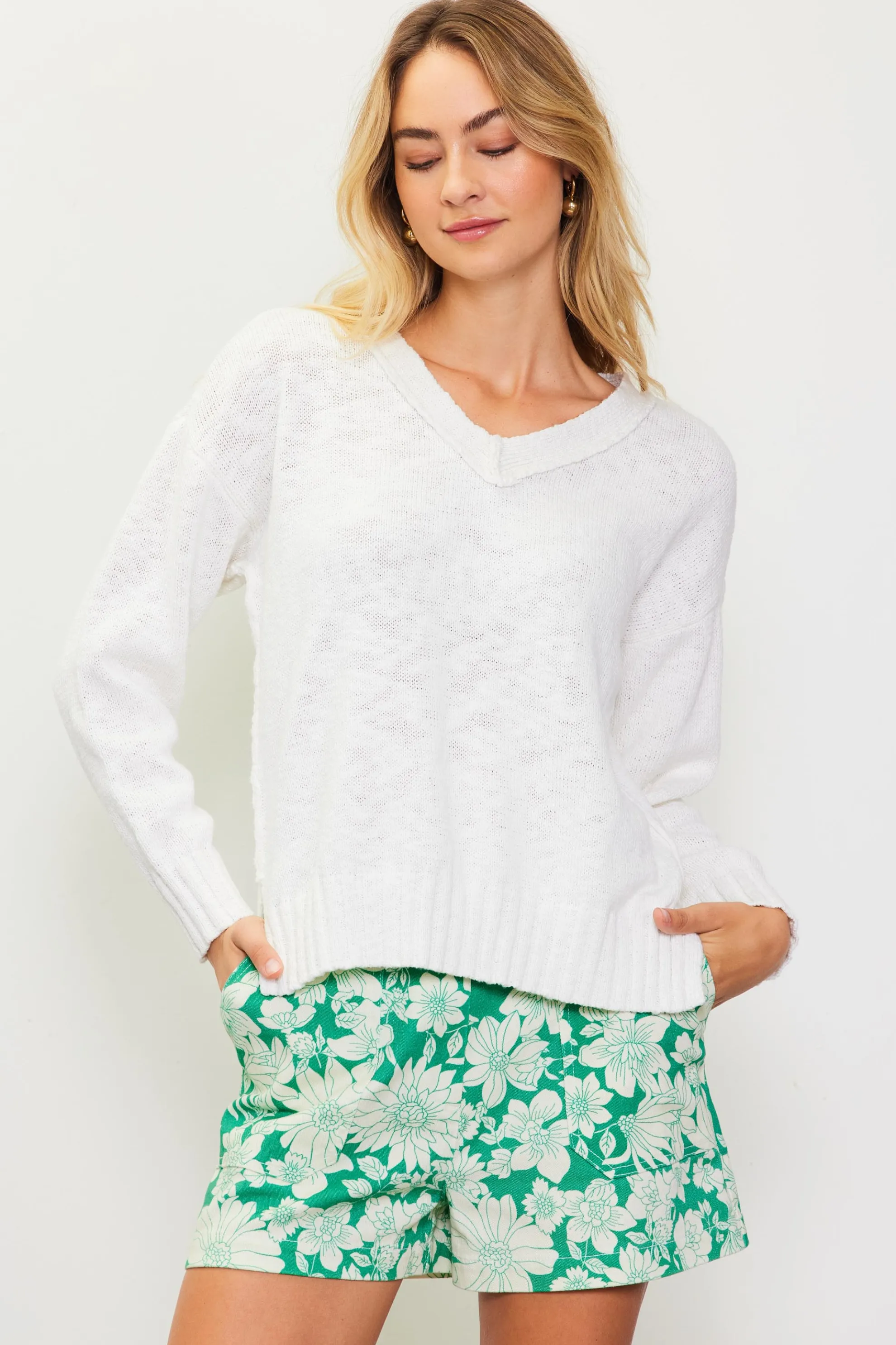 Relaxed V Neck Sweater