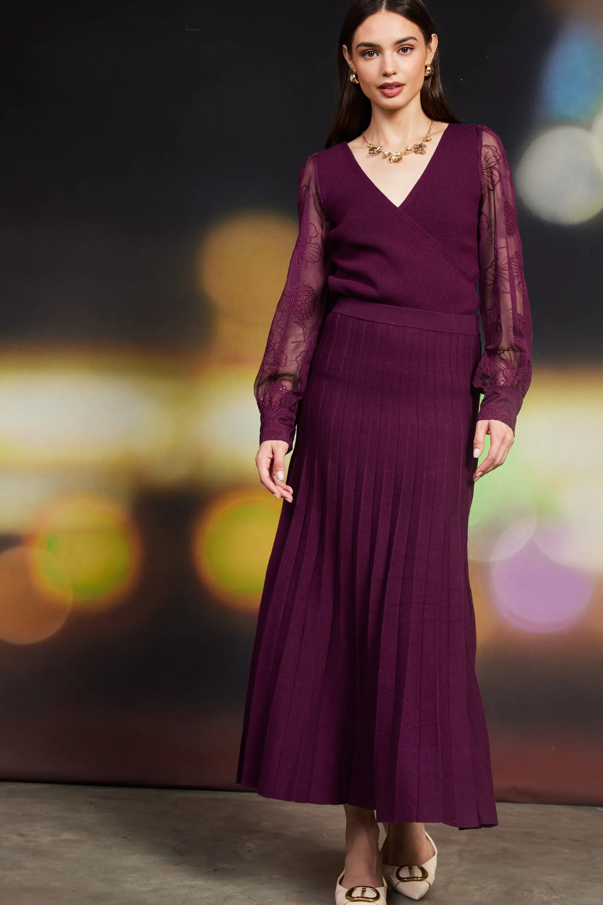 Rowan Knit Pleated Midi Skirt