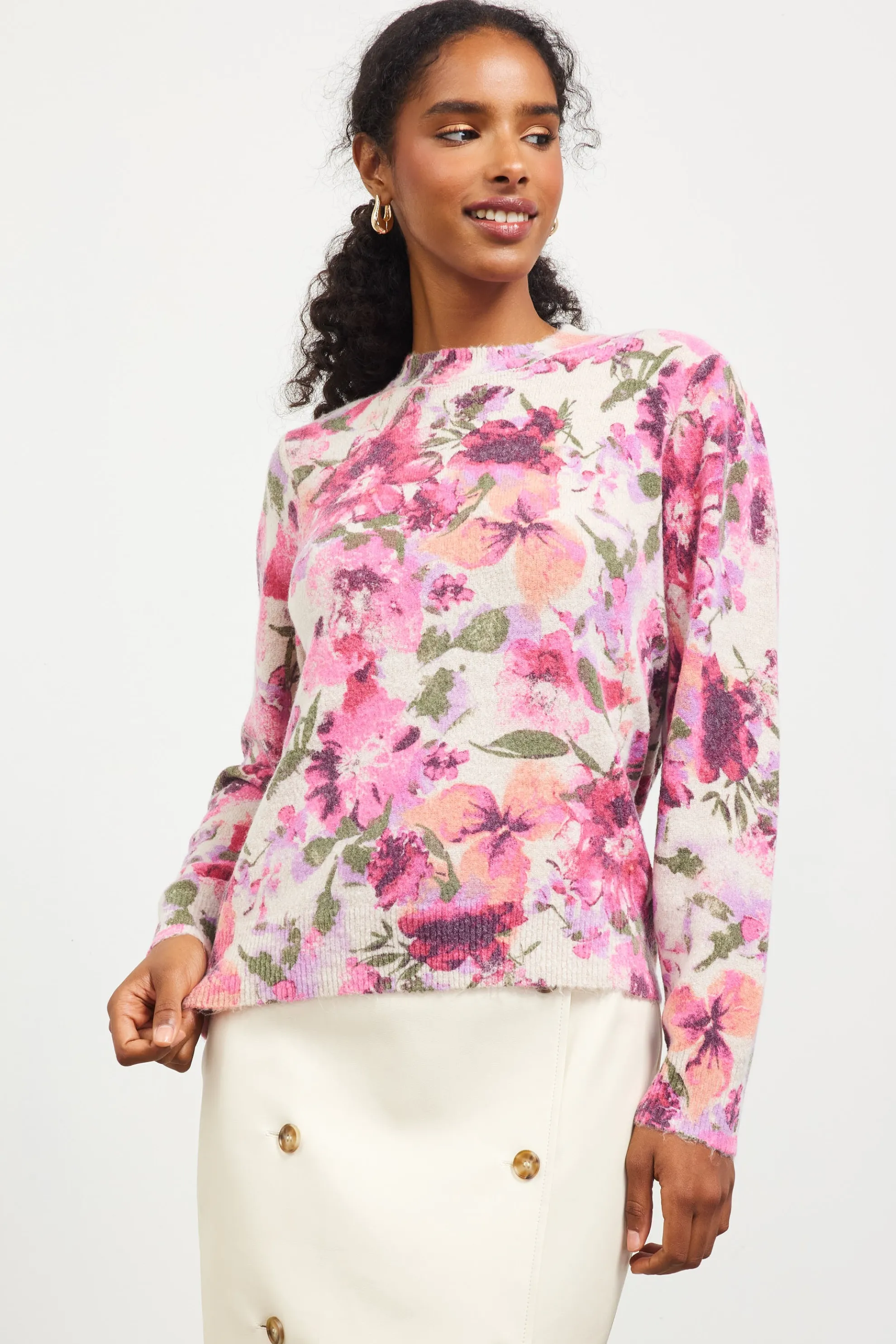 Camelia Floral Print Sweater