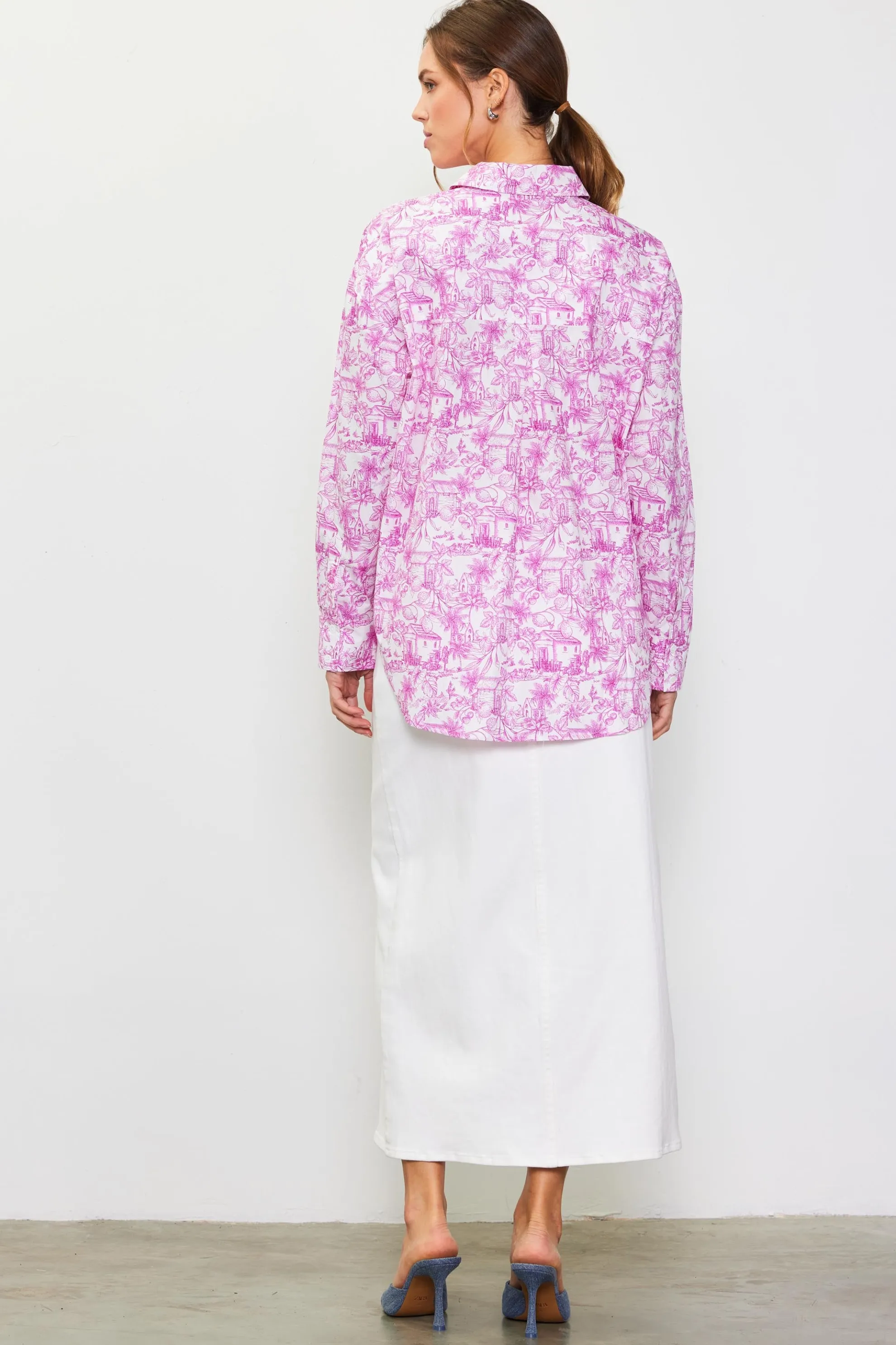 Daphne Floral Print Button Down Blouse