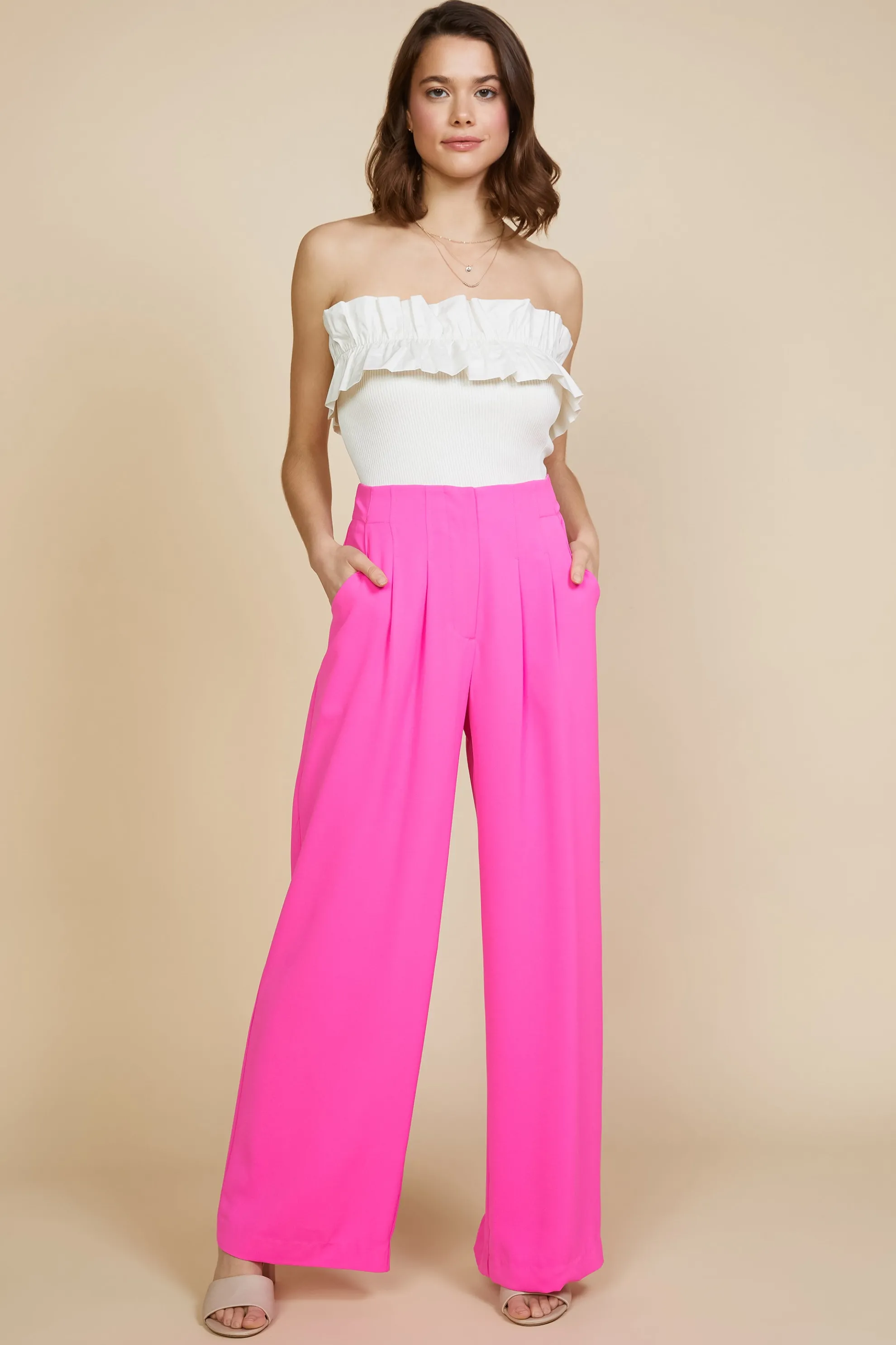 Pintuck Wide Pants