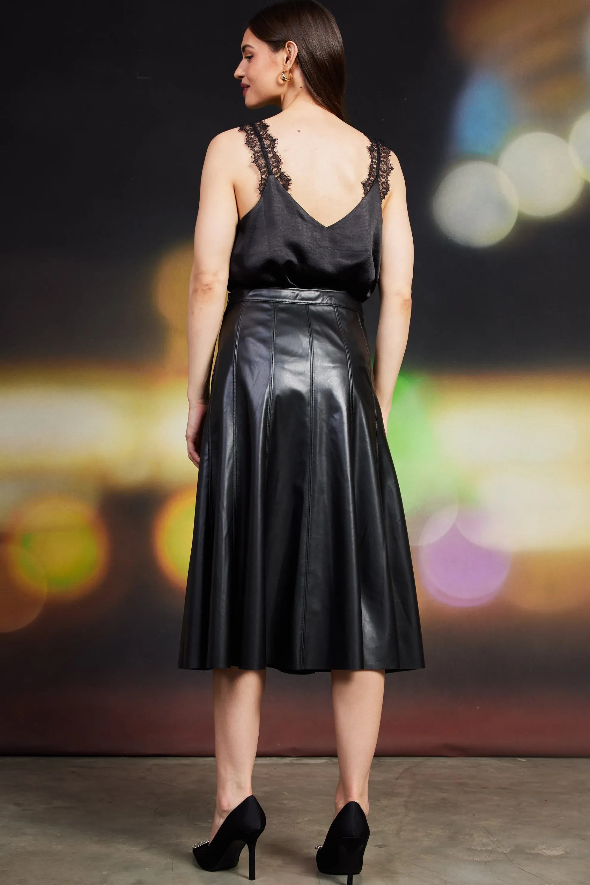 Vegan Leather Midi Skirt