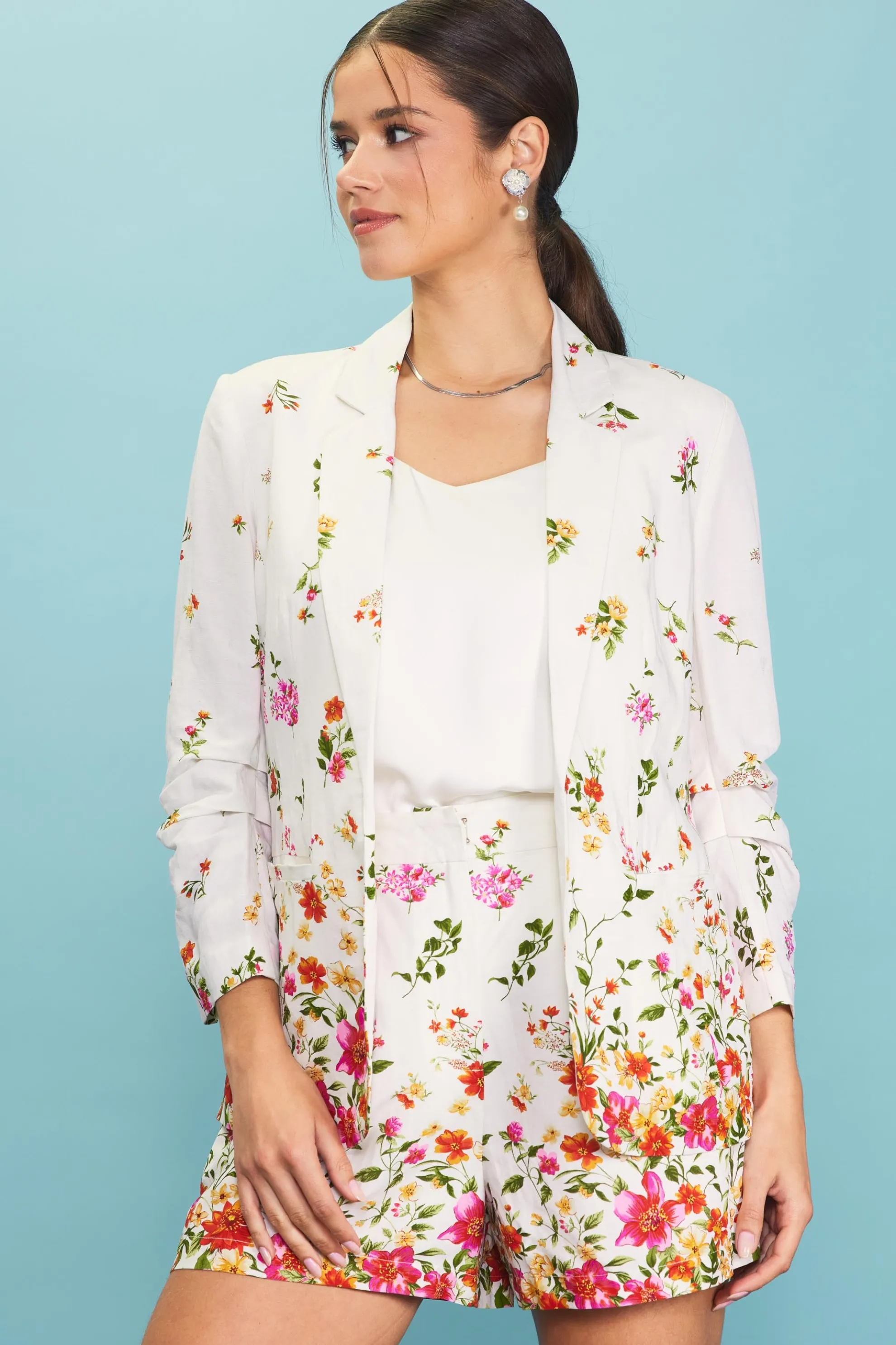 Floral Motif Print Blazer