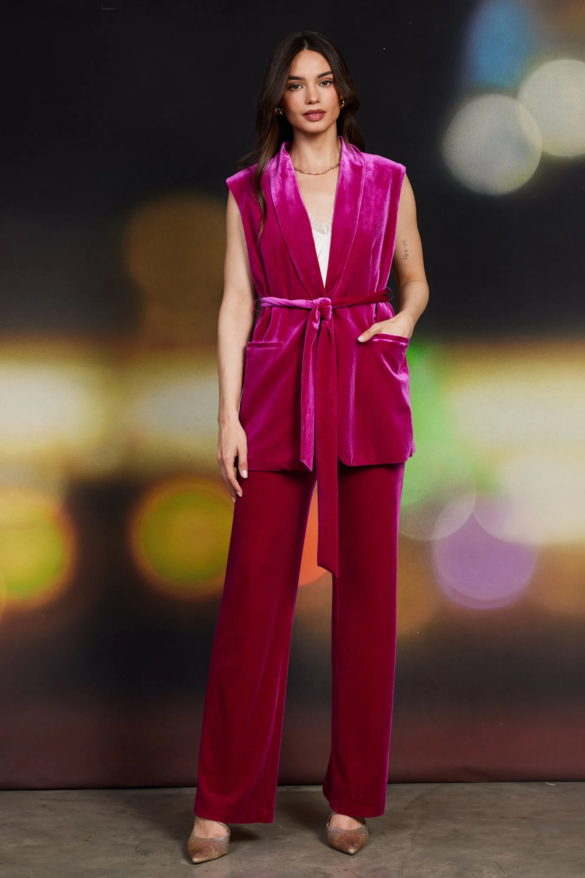 Velvet Vest with Self Tie