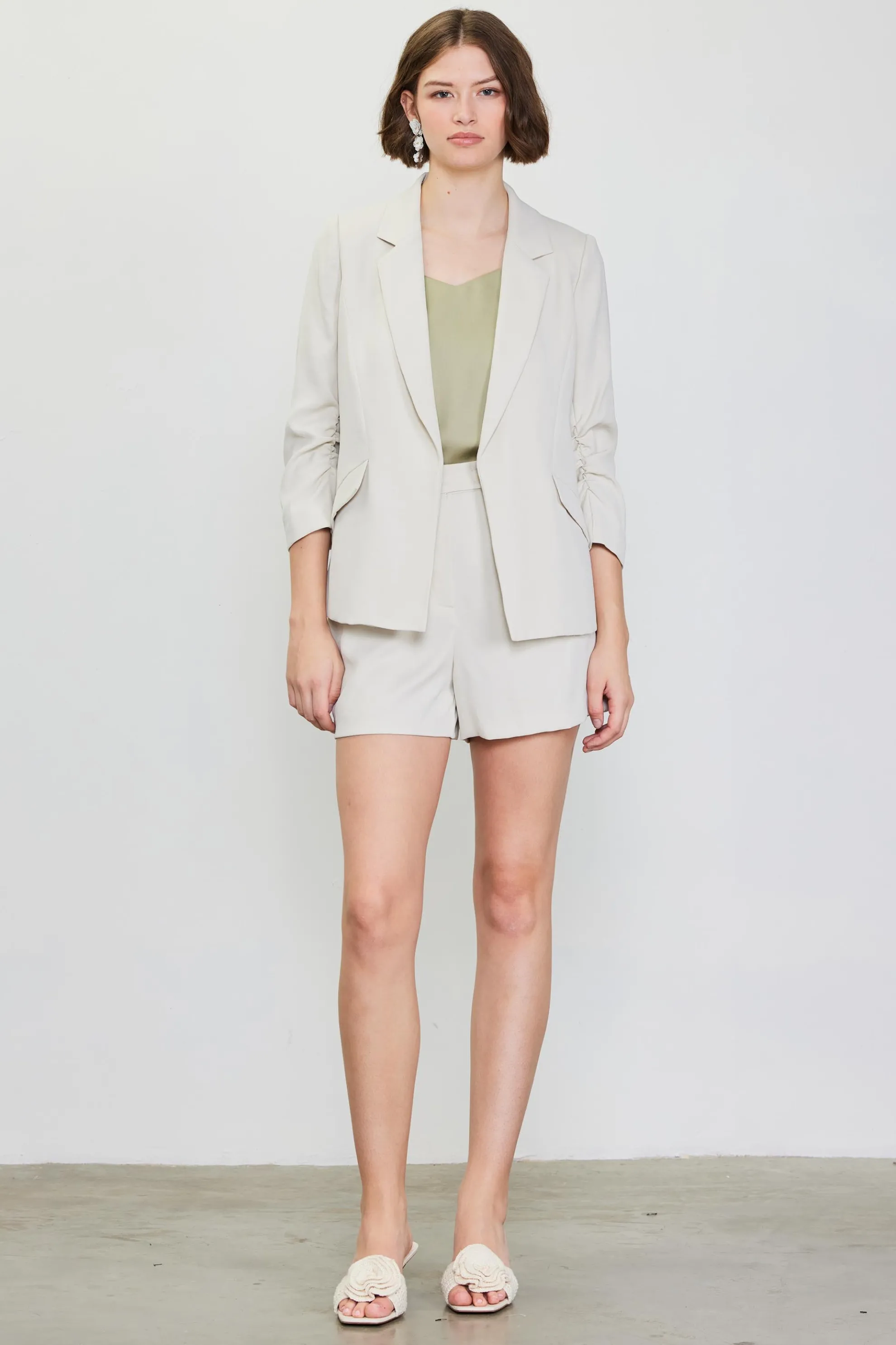 Recycled Shirred Sleeve Blazer