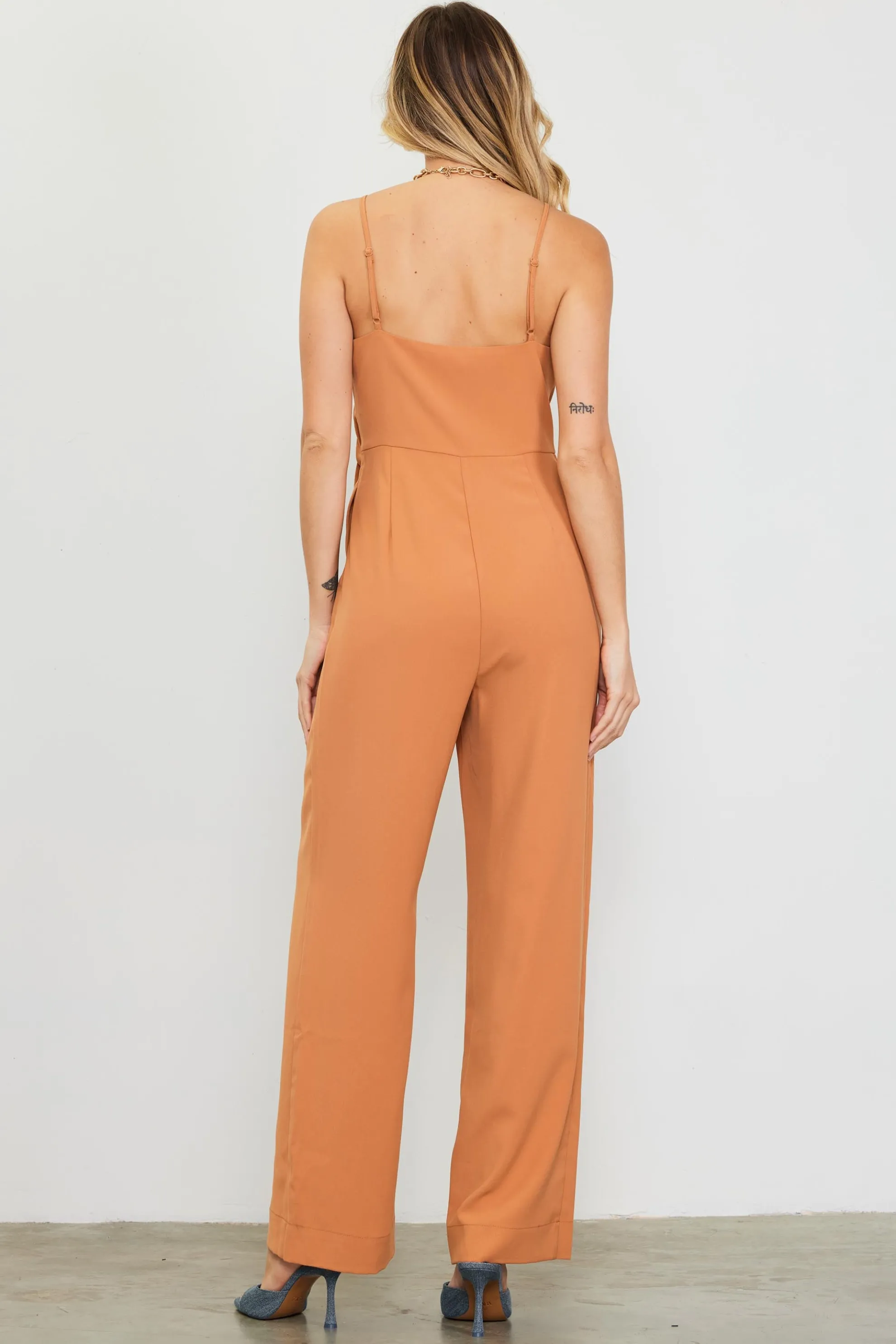 Waist Tie Detail Sleeveless Jumpsuit
