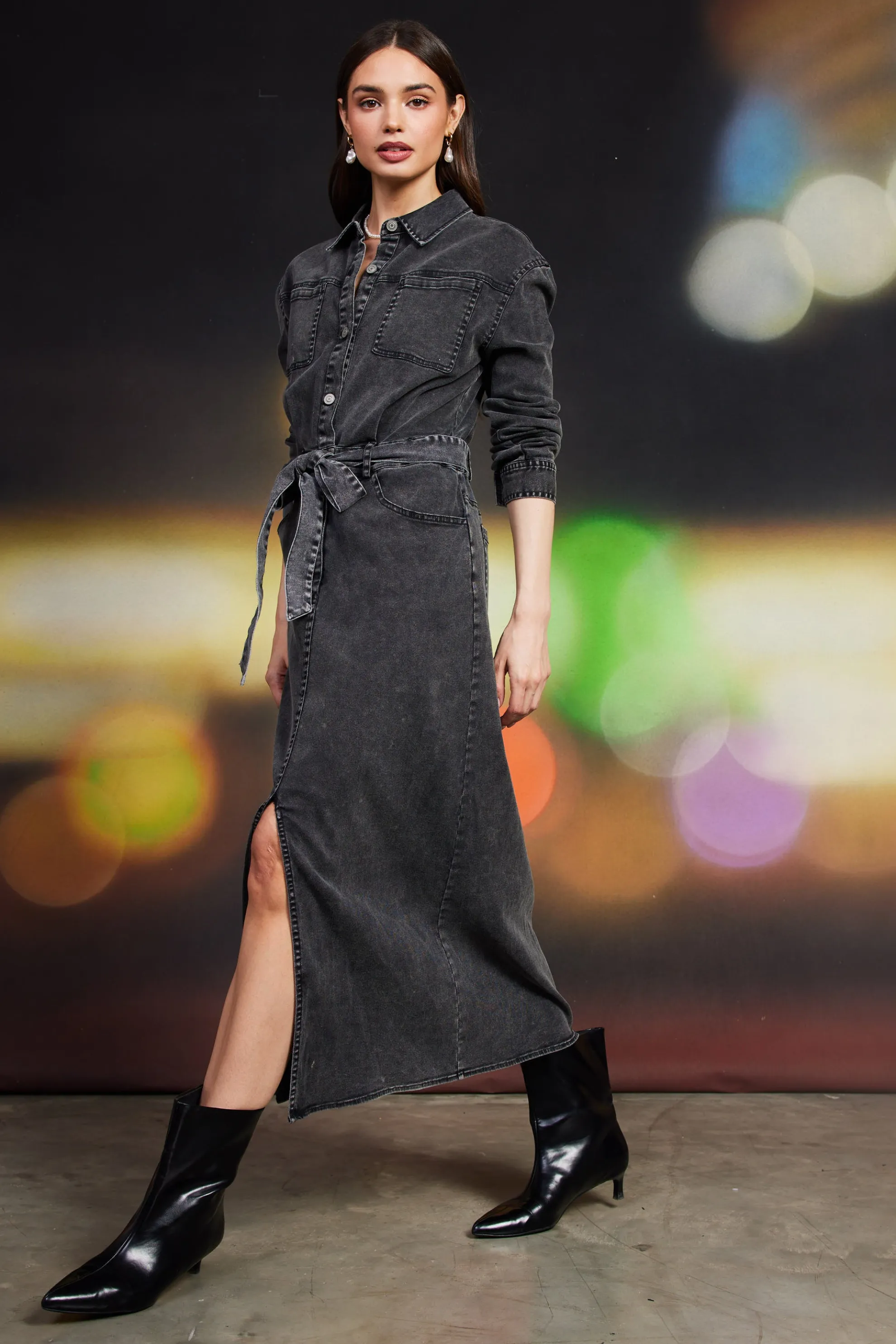 Utilitarian Detail Midi Dress