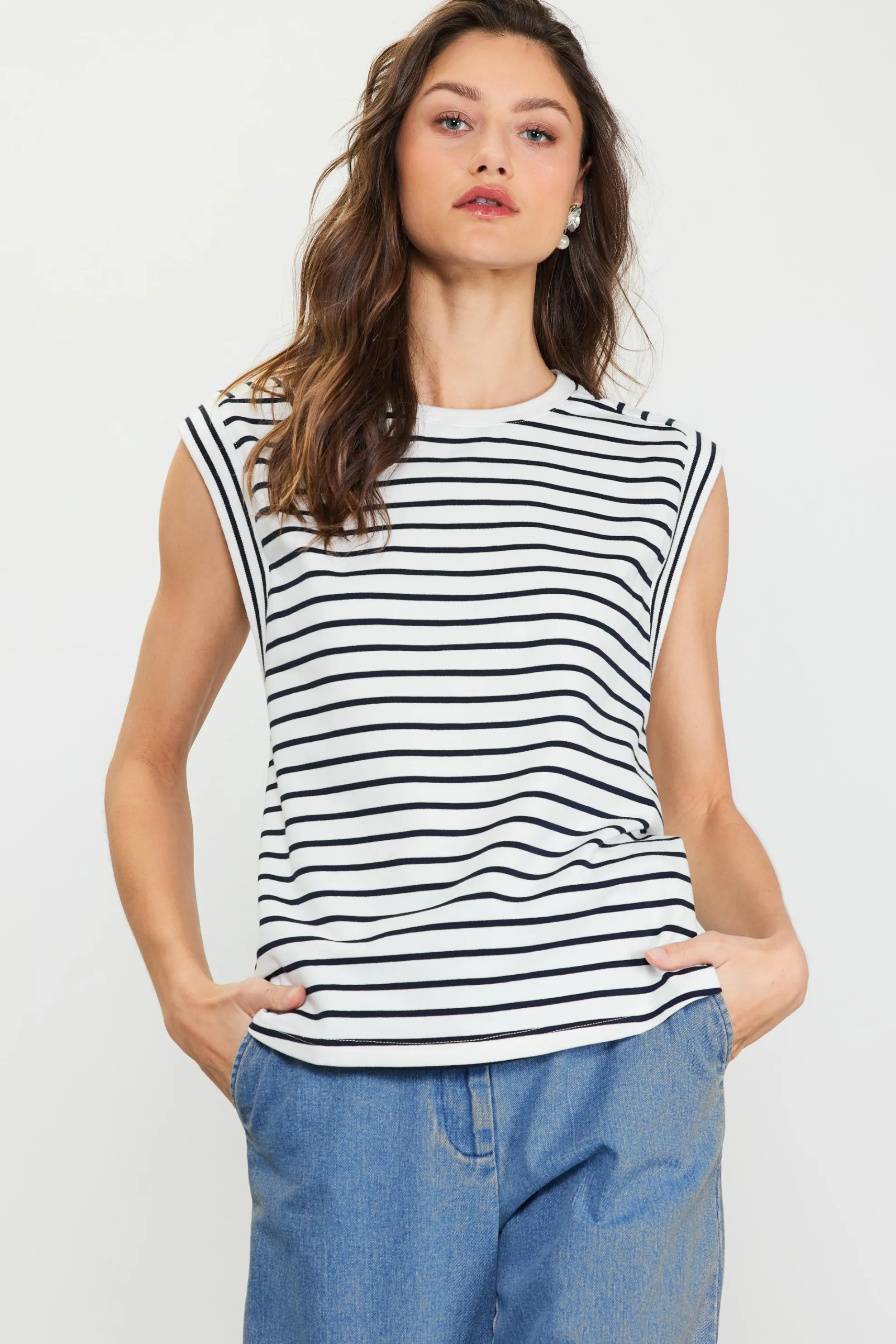 Striped Sleeveless Rib Top