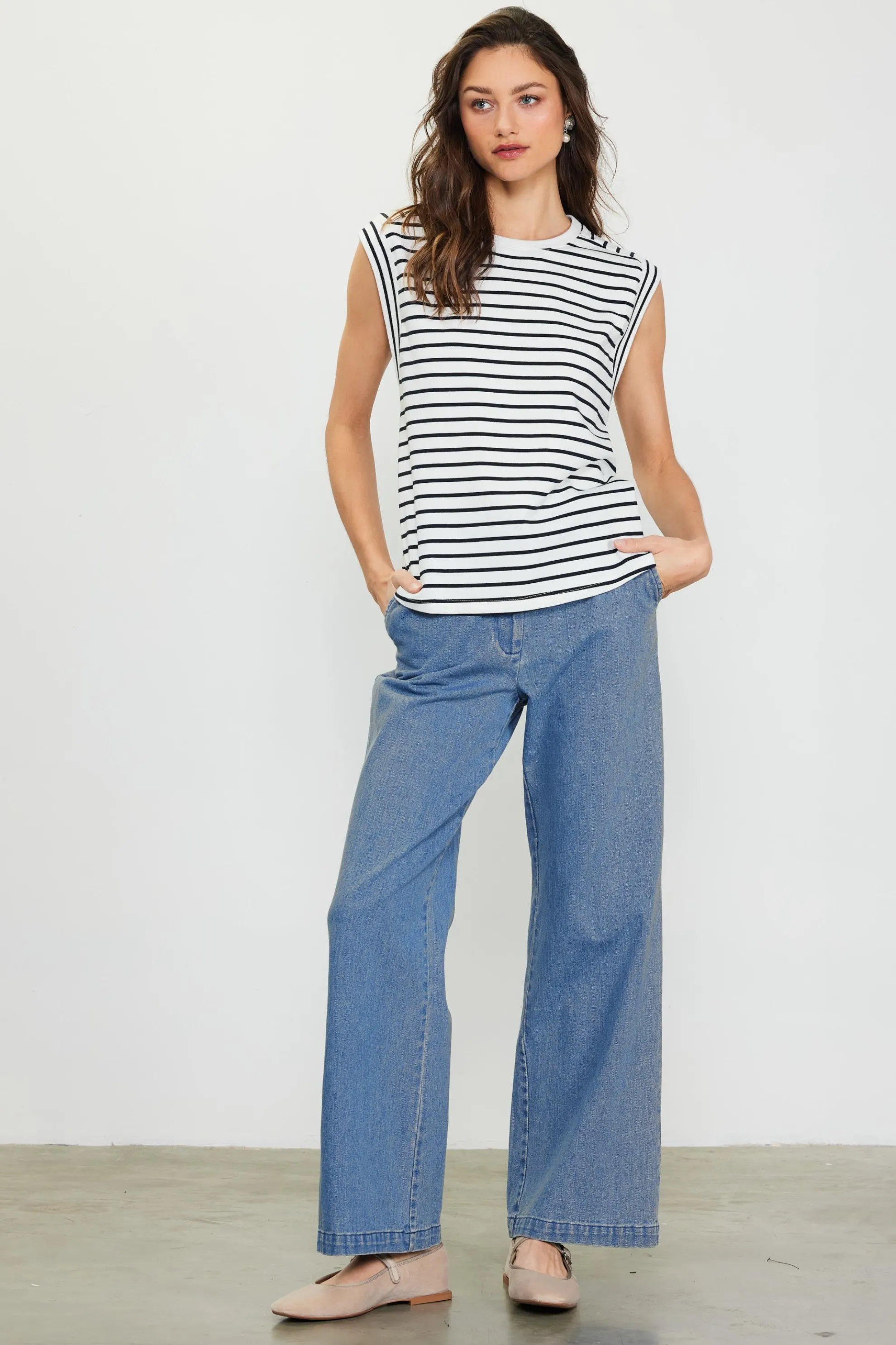 Striped Sleeveless Rib Top