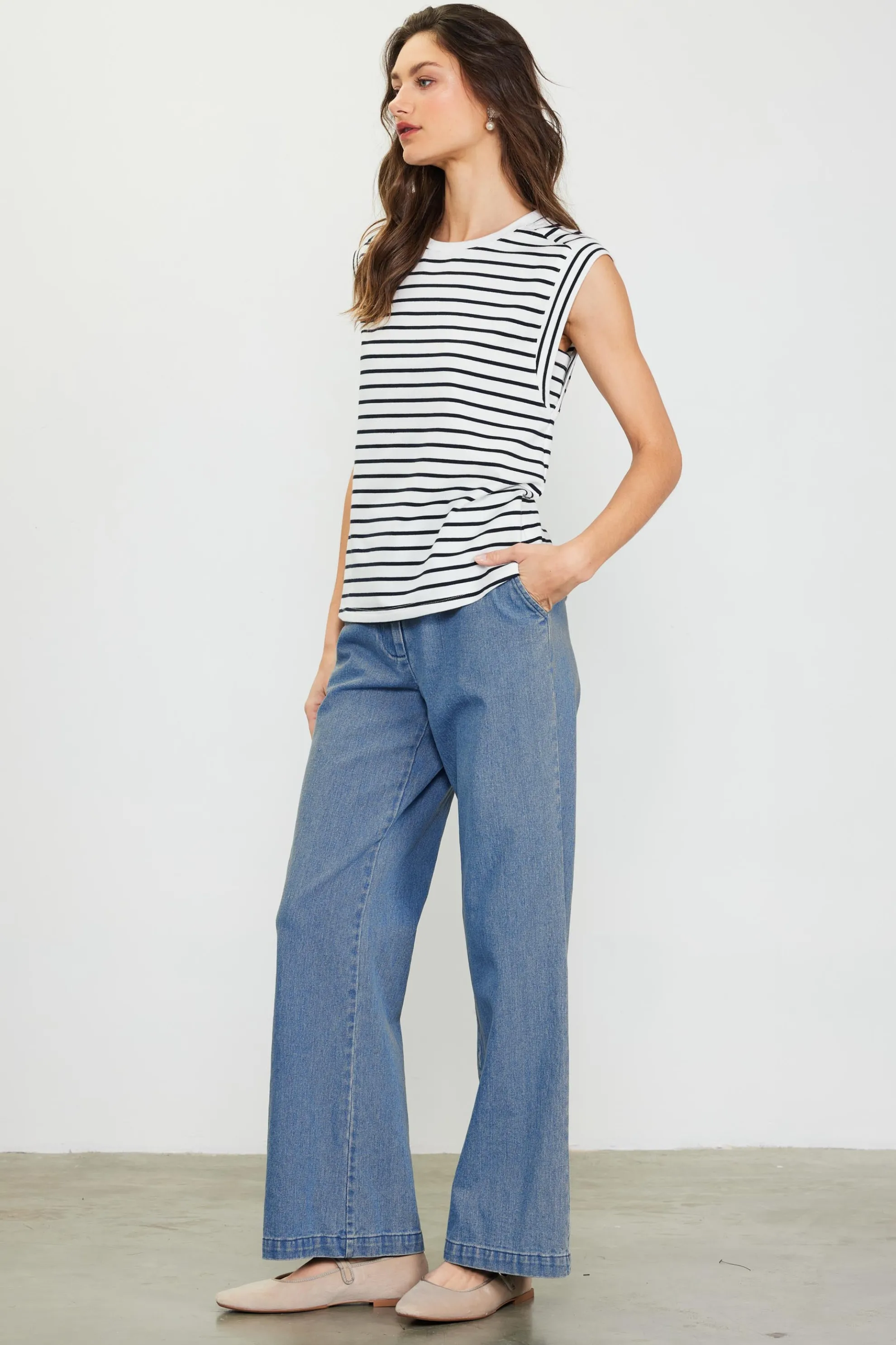 Striped Sleeveless Rib Top