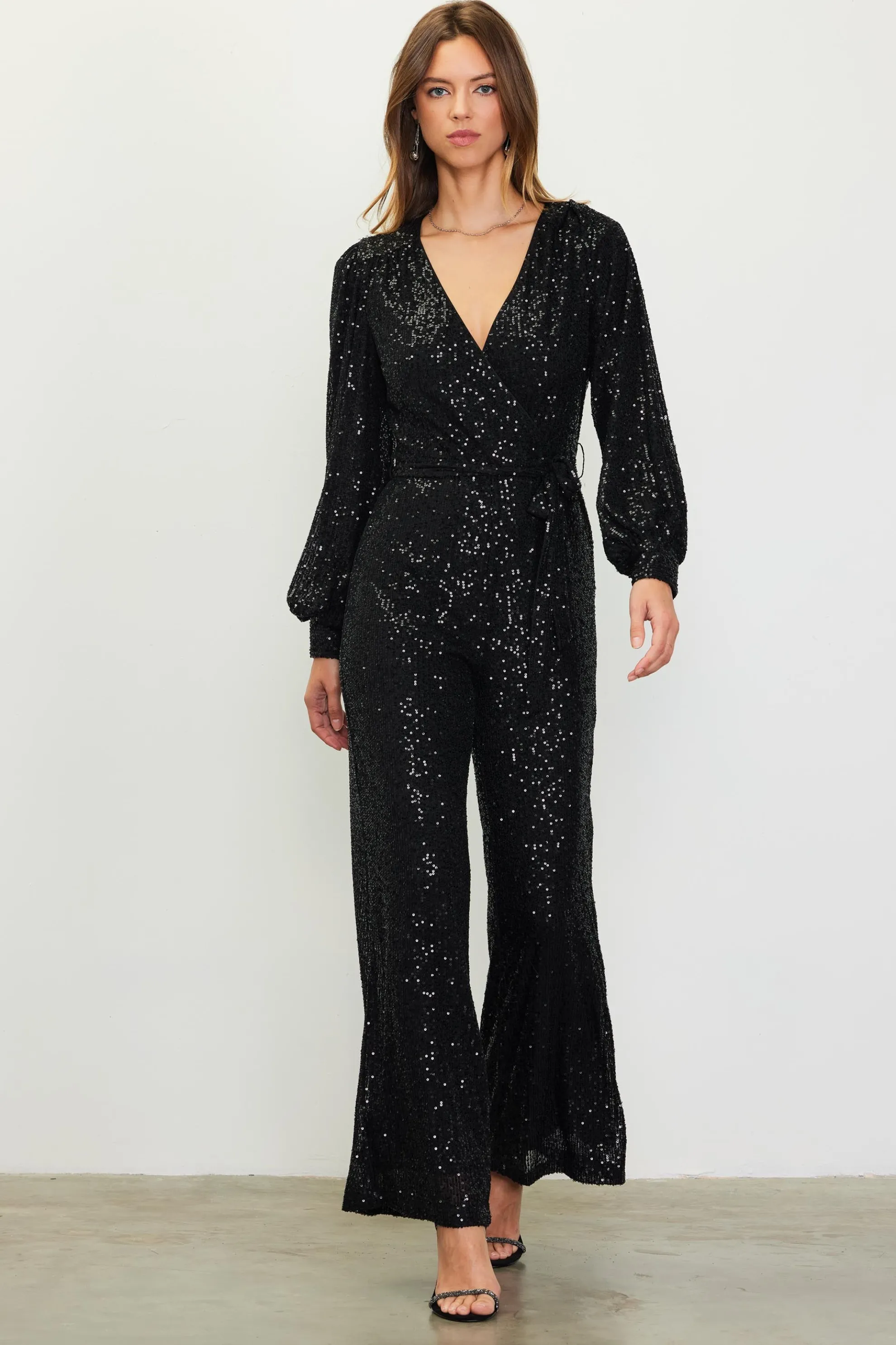 Sequin Wrap Jumpsuit