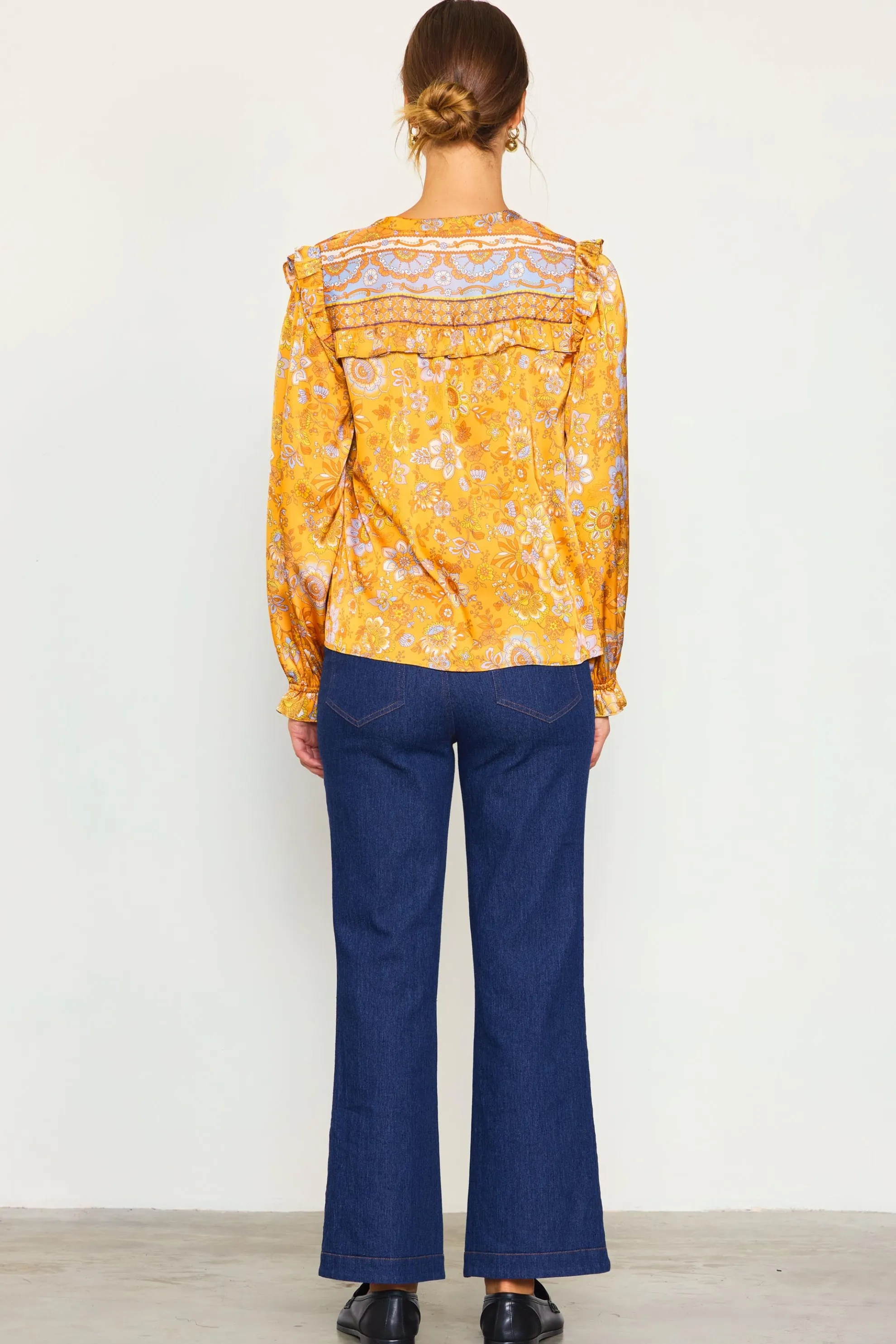 Retro Floral Motif Blouse