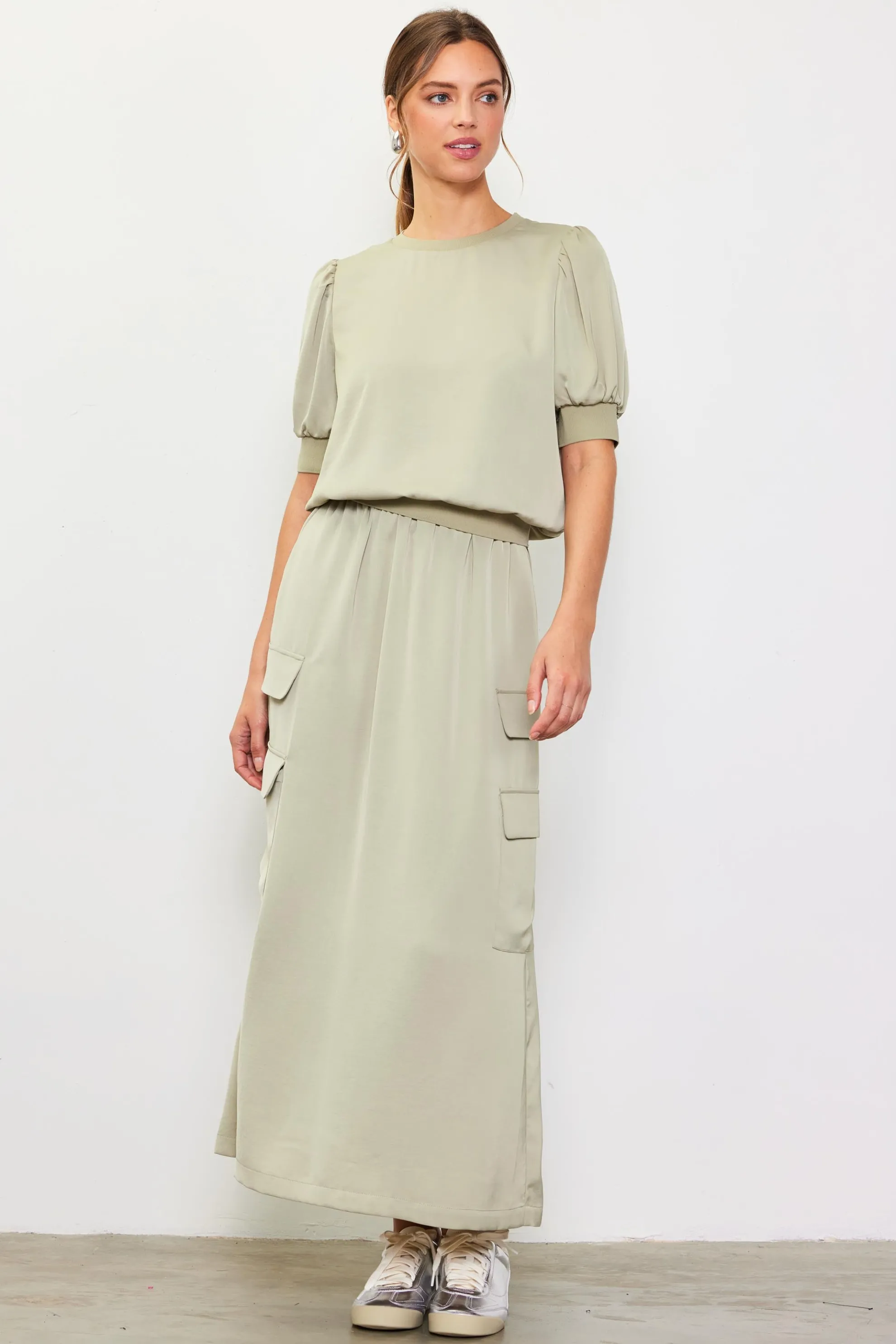 Utility Cargo Pocket Midi Skirt