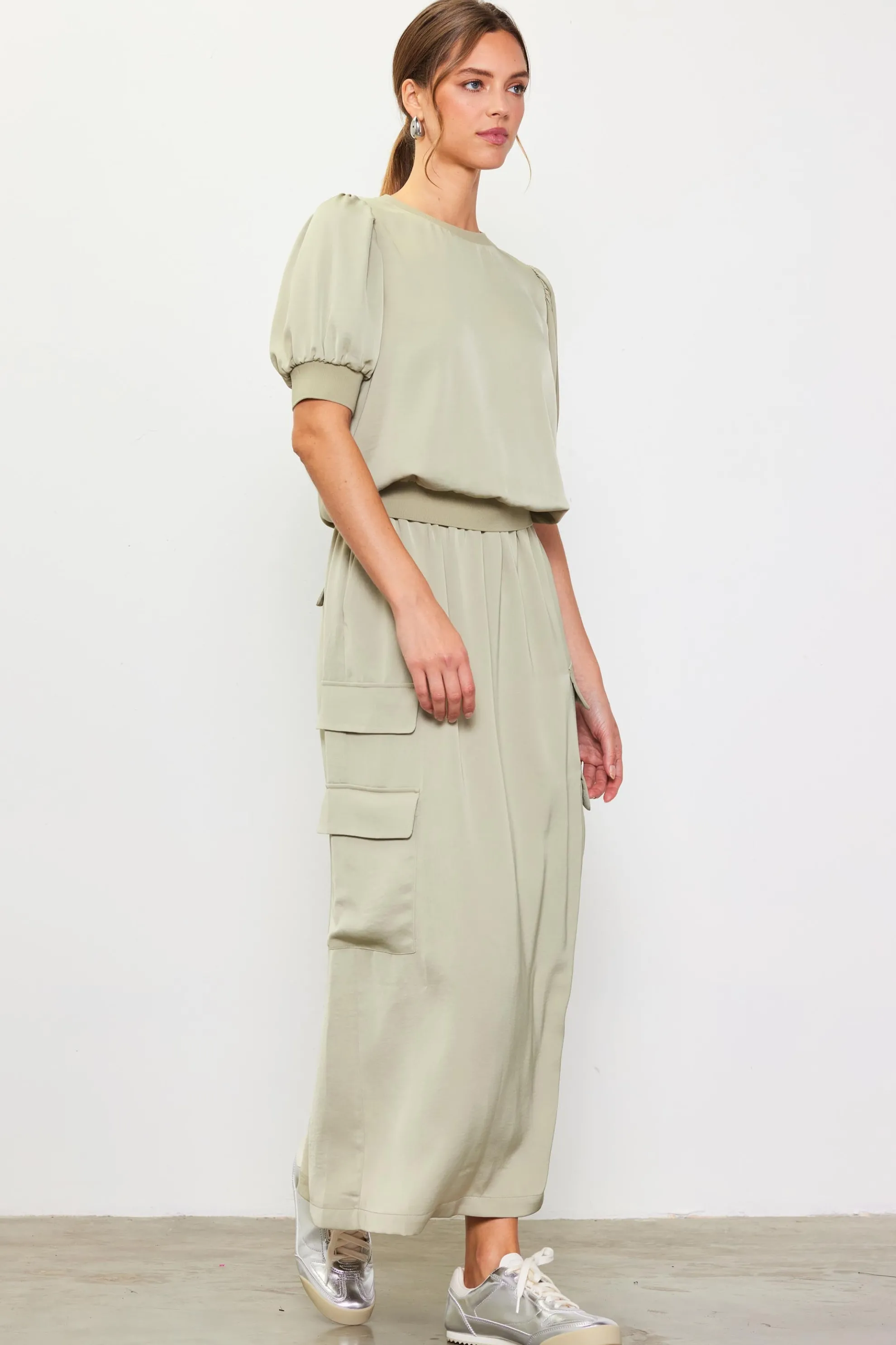 Utility Cargo Pocket Midi Skirt