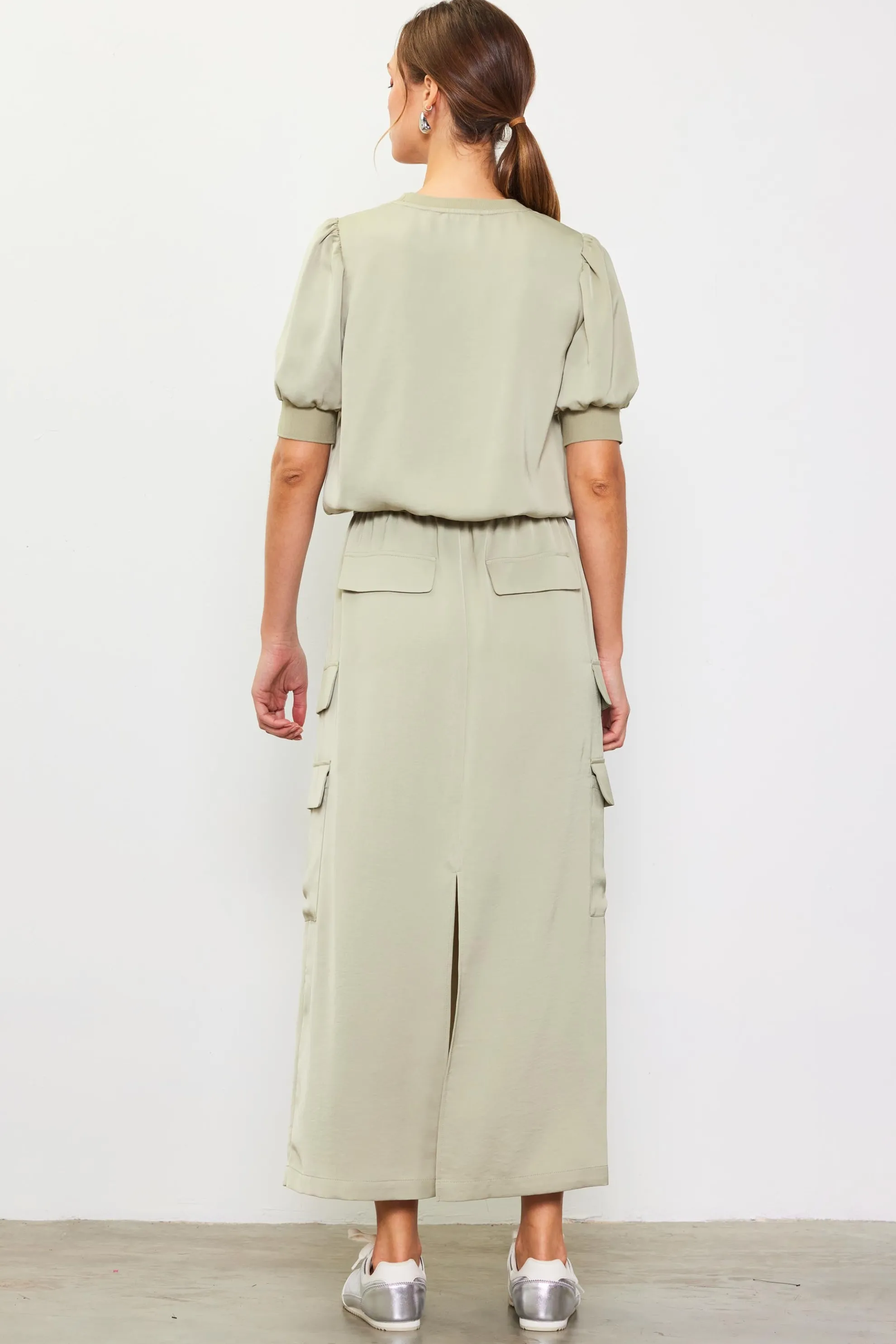 Utility Cargo Pocket Midi Skirt