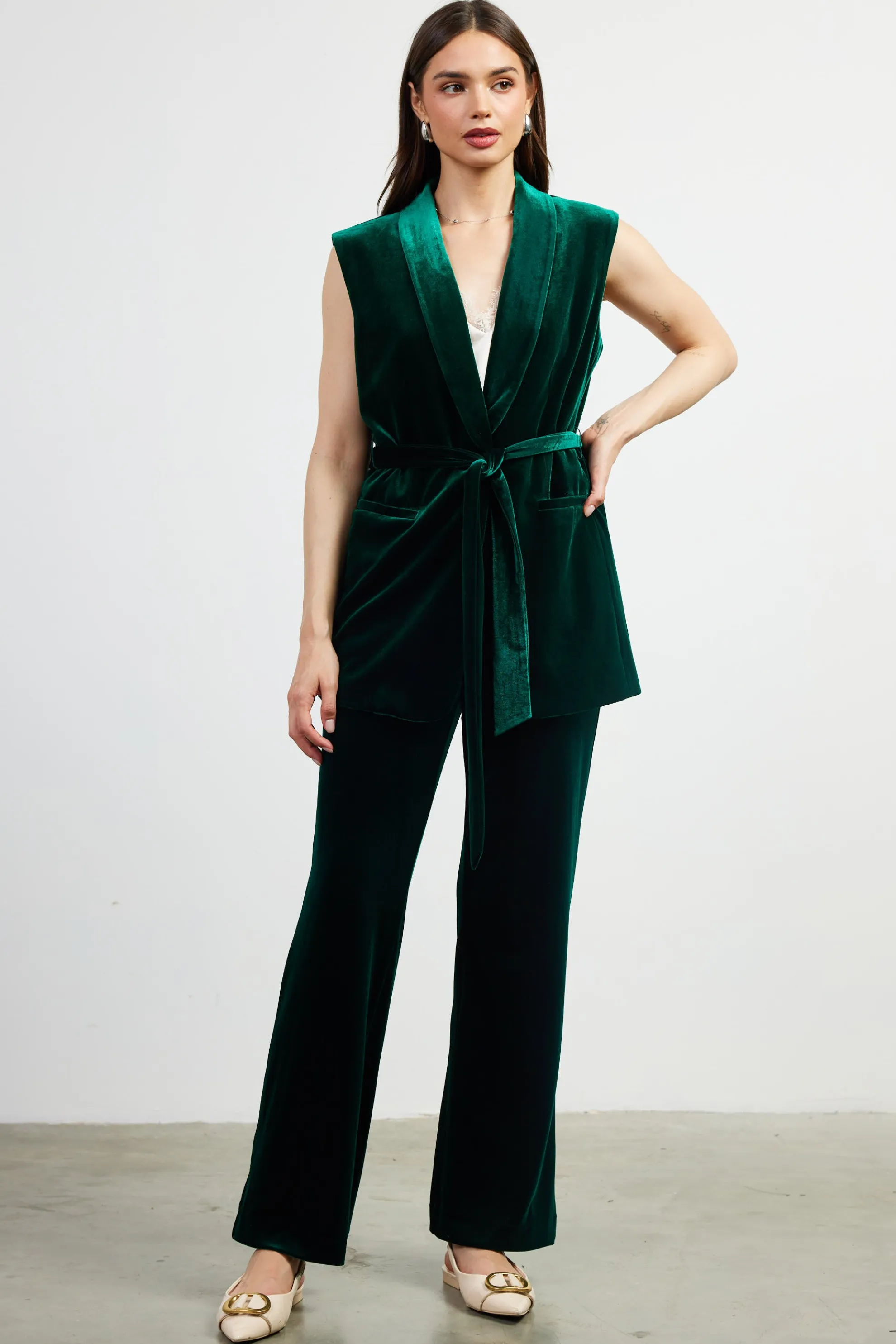 Velvet Vest with Self Tie