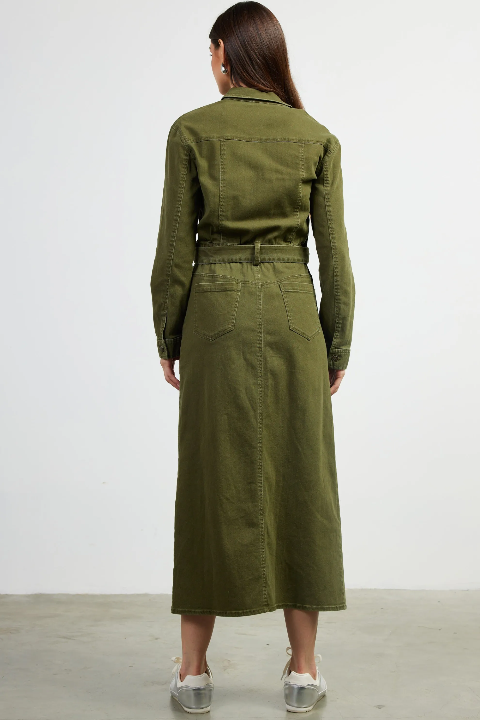 Utilitarian Detail Midi Dress