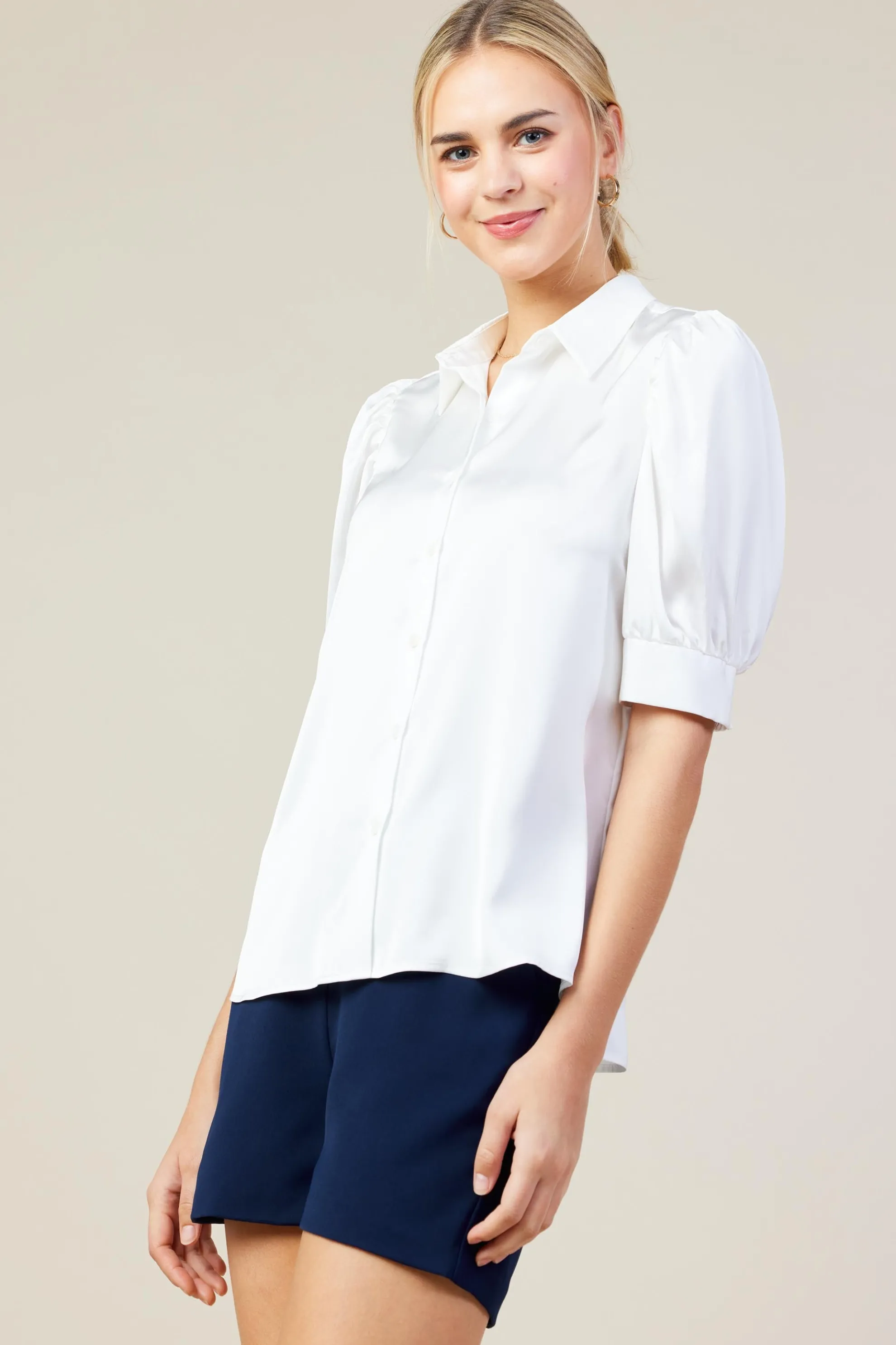 Recycled Shirred Sleeve Blouse